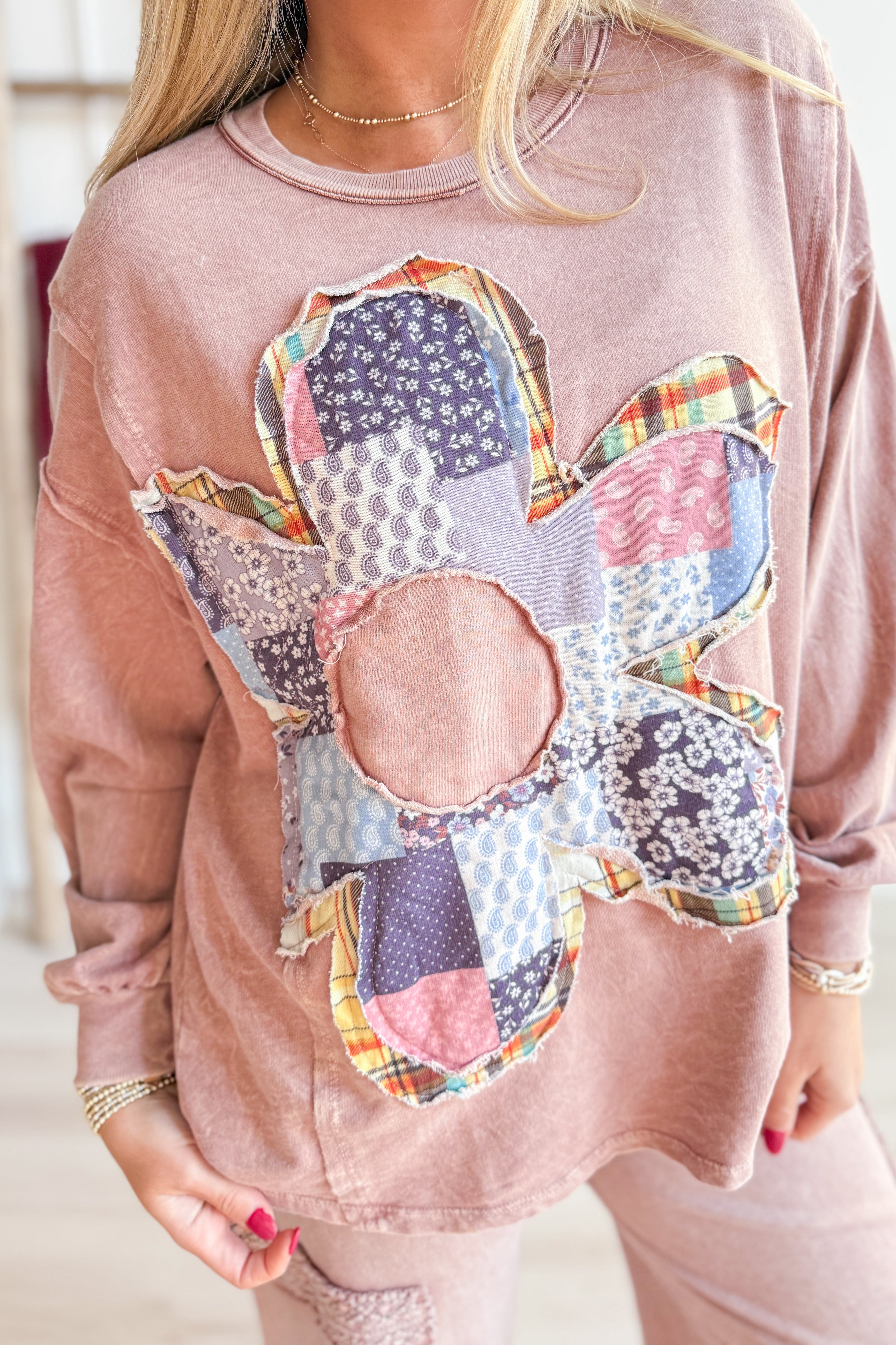 Carrie Multi Pattern Flower Patch Top - Be You Boutique