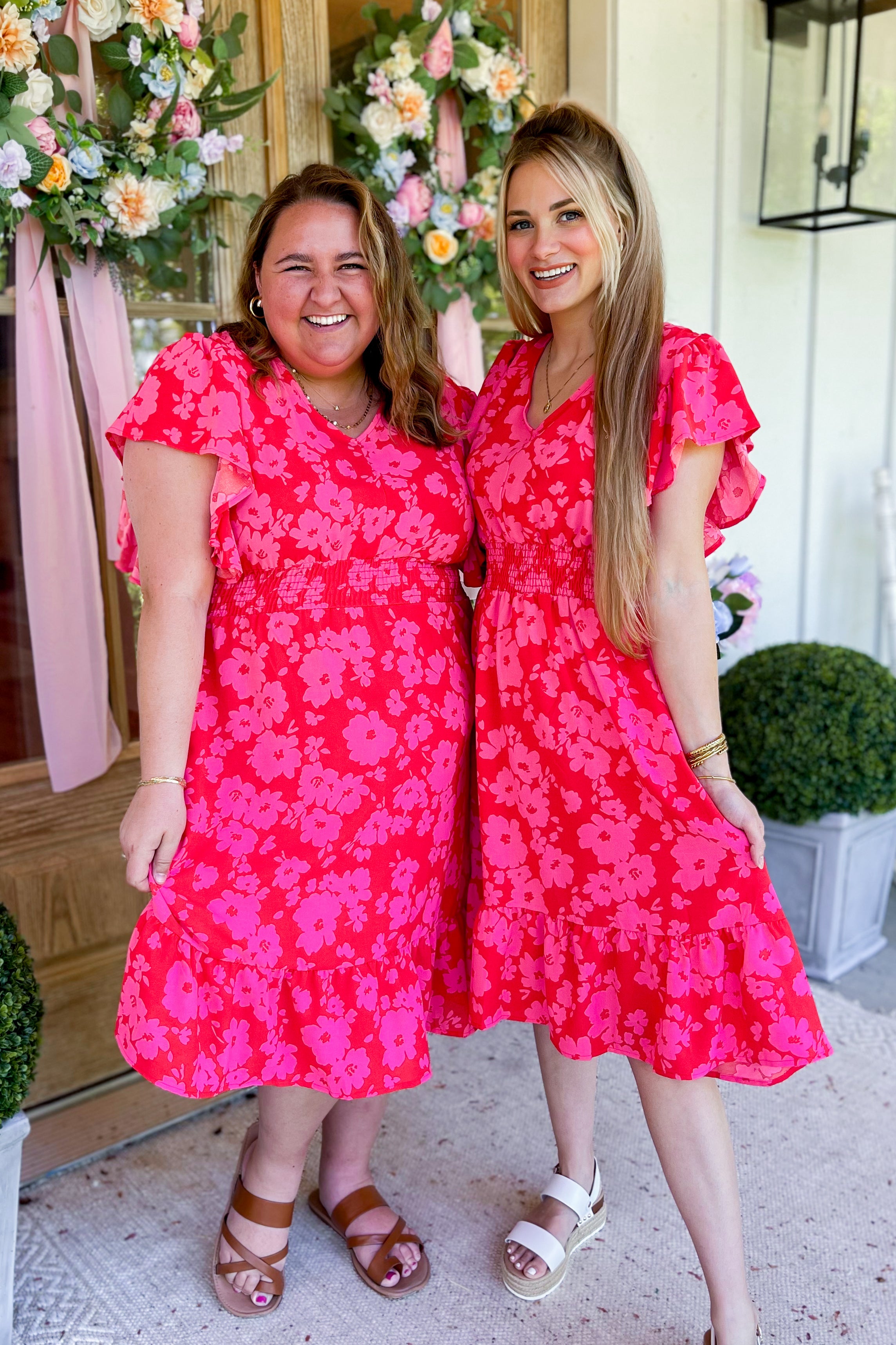 Morris V Neck Short Sleeve Floral Midi Dress - Be You Boutique