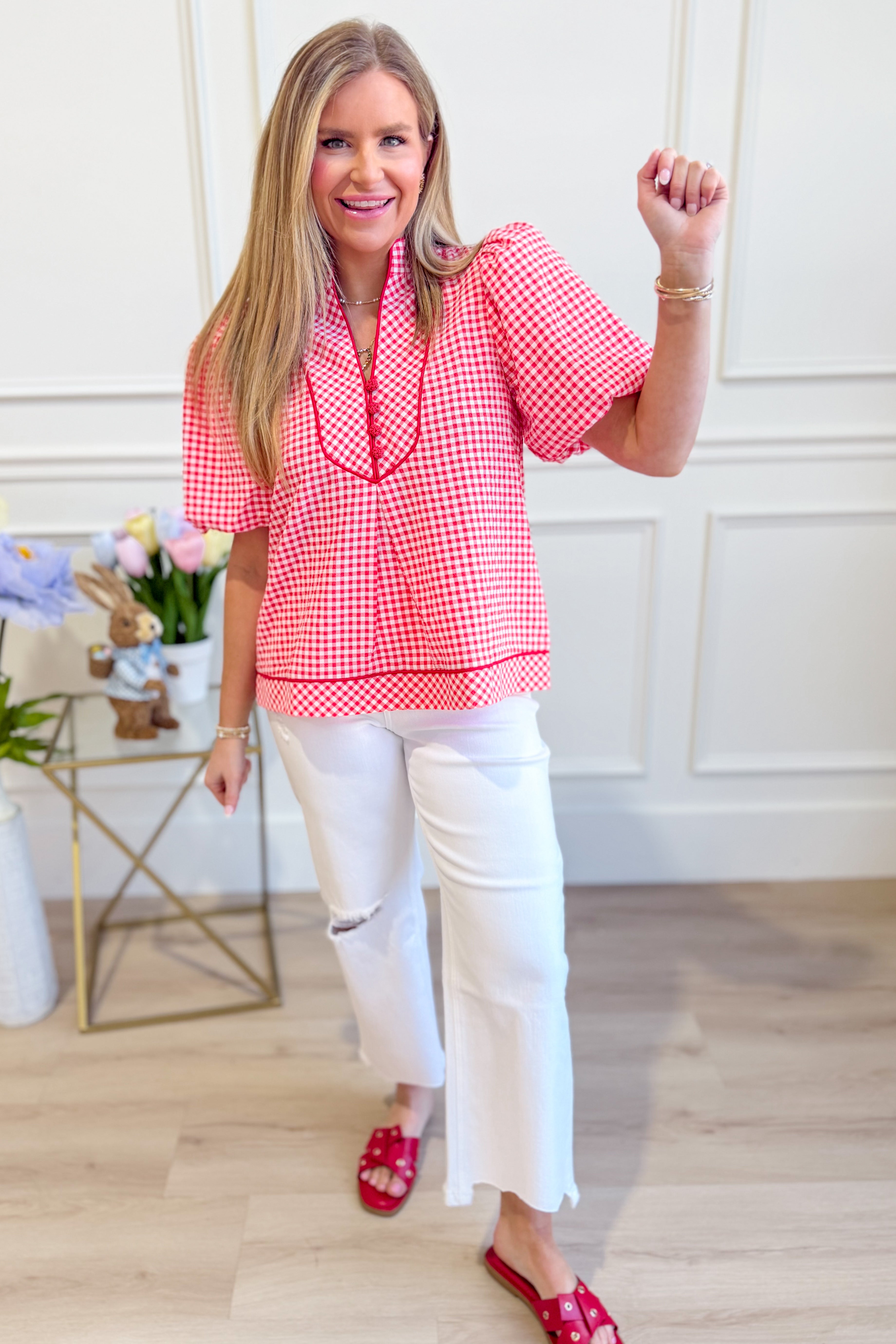 Molly Solid Trim Detailed Top - Be You Boutique