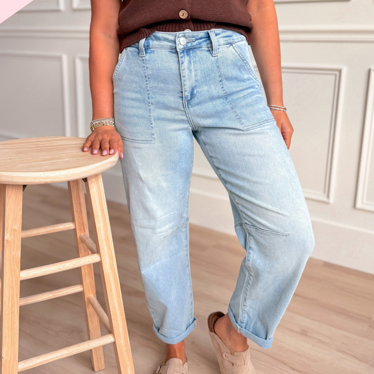 RISEN Slouchy Cropped Barrel Jeans main image 0
