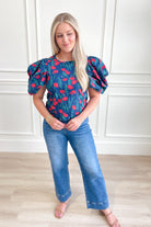 Natalie Floral Puff Sleeve Top - Be You Boutique