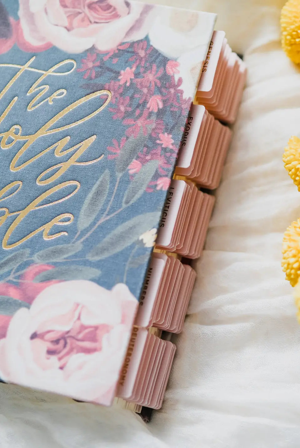 HOSANNA REVIVAL Blush Bible Tabs, 218 decorative accessories for Bible marking and organization, close-up view of colorful tabs.
