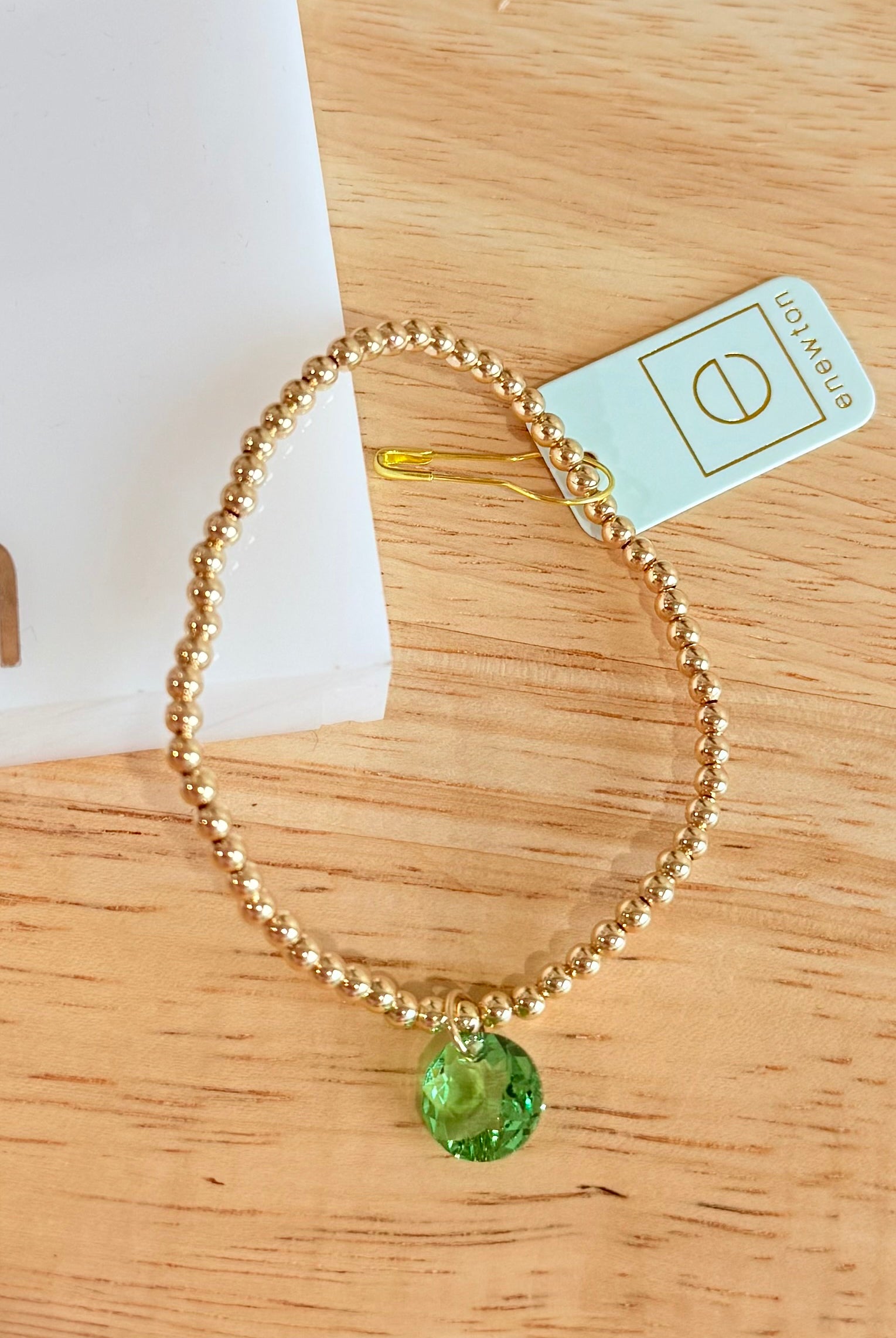 Enewton 3mm Classic Birthstone bracelet featuring a delicate silver chain and a colorful birthstone charm.