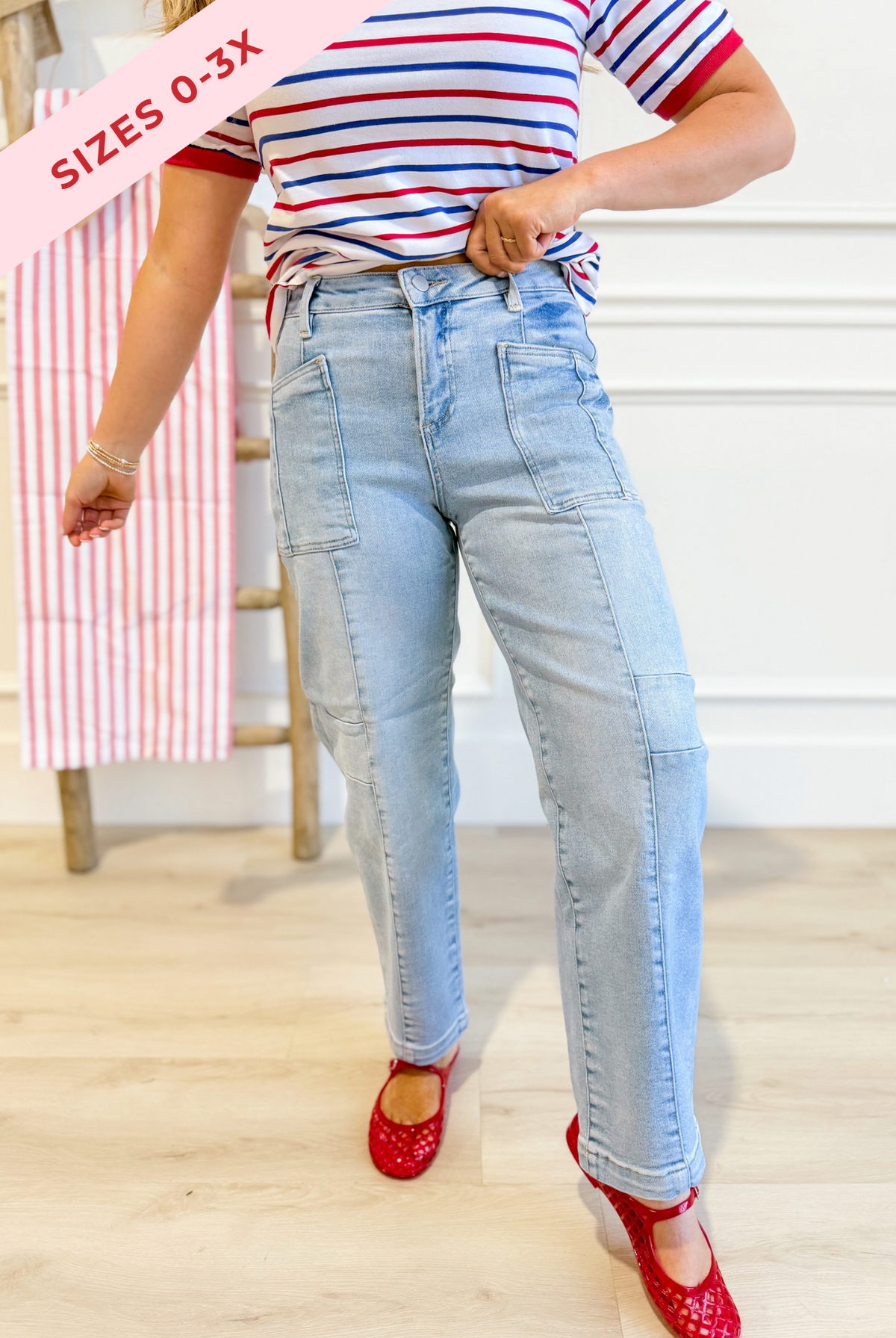 Risen Fredrick slouchy ankle boyfriend jeans in light denim, showing relaxed fit and rolled cuffs, size 0-3XL.