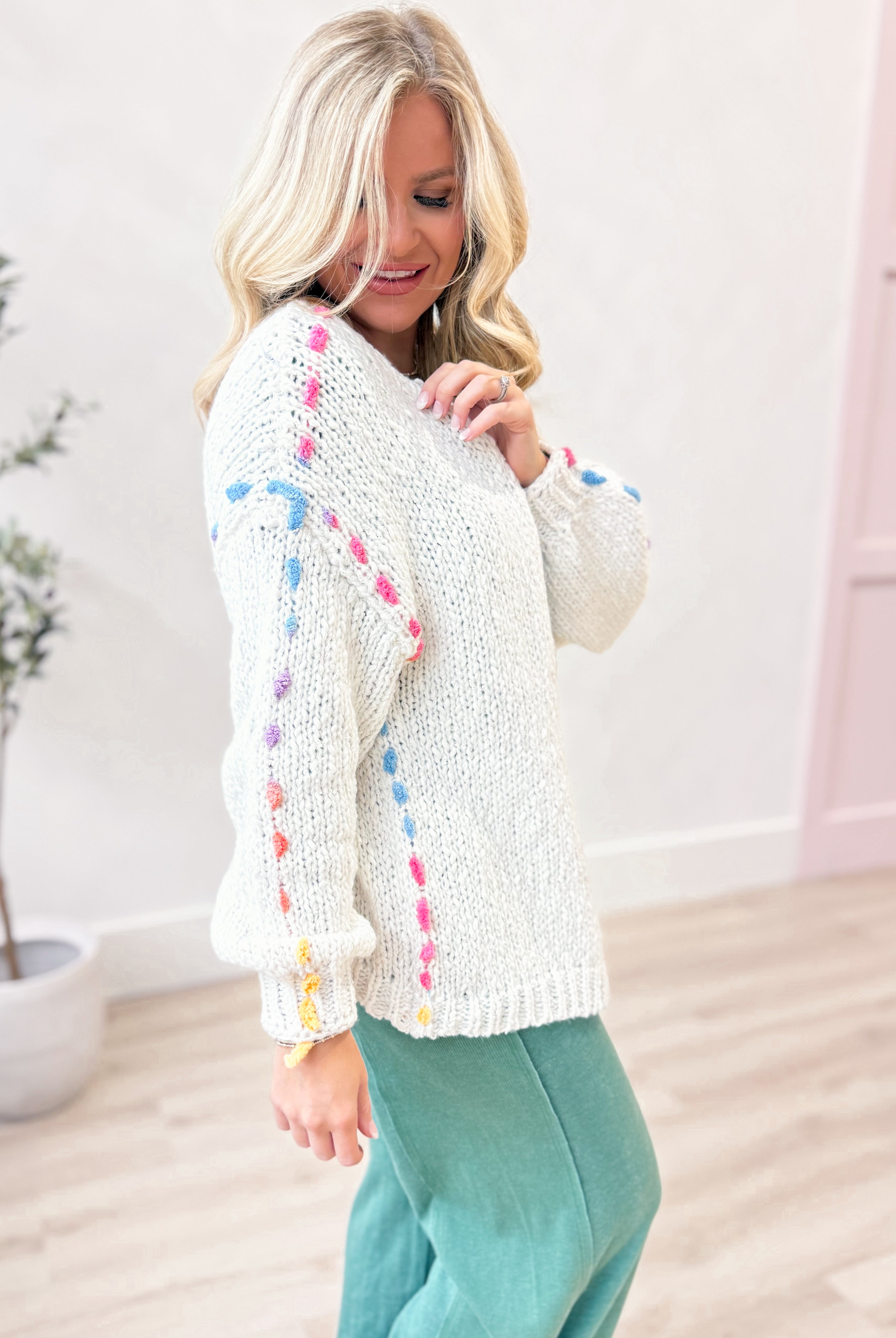 Val Rainbow Thread Trim Cardigan - Be You Boutique
