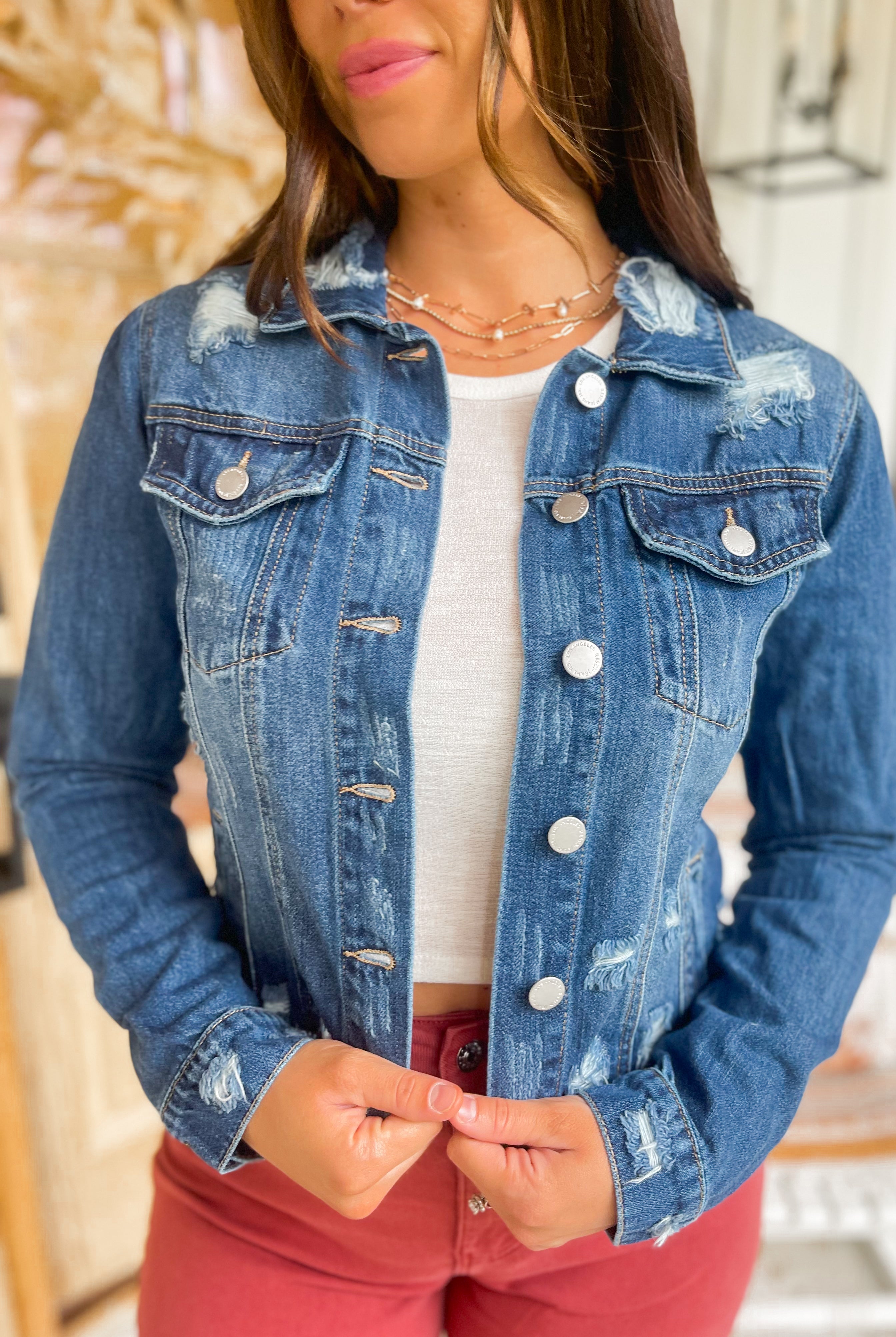 Rosey Shirring Sleeve Denim Jacket - Be You Boutique