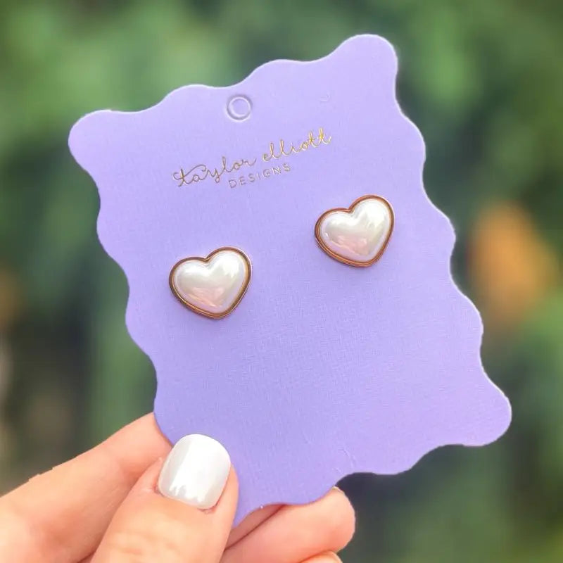 Meredith Pearl Heart Stud Earrings - Be You Boutique