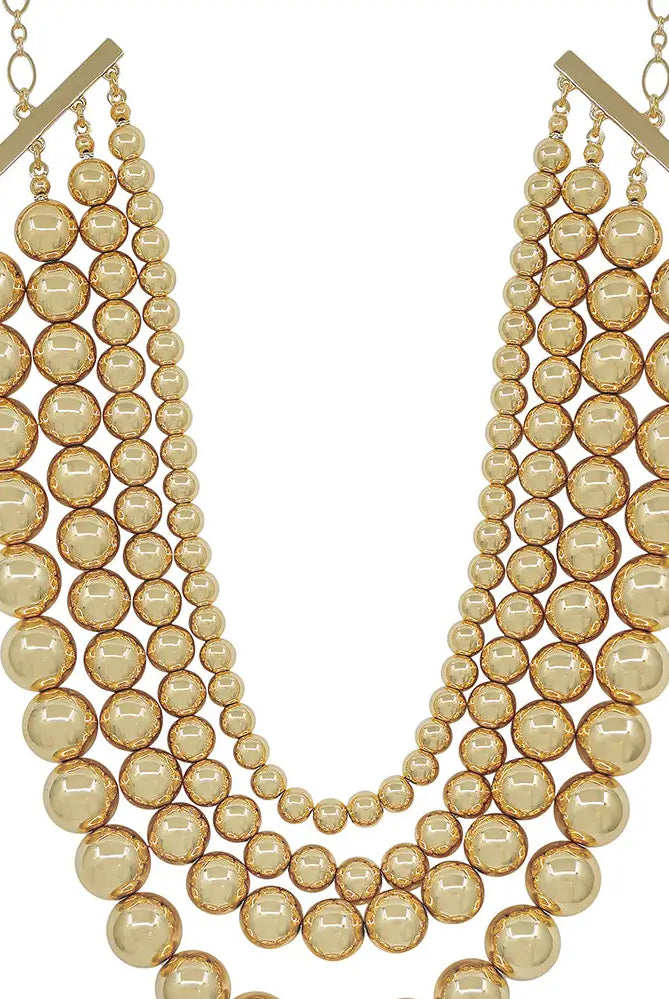 Gold 4 Layer Beaded Necklace - Be You Boutique
