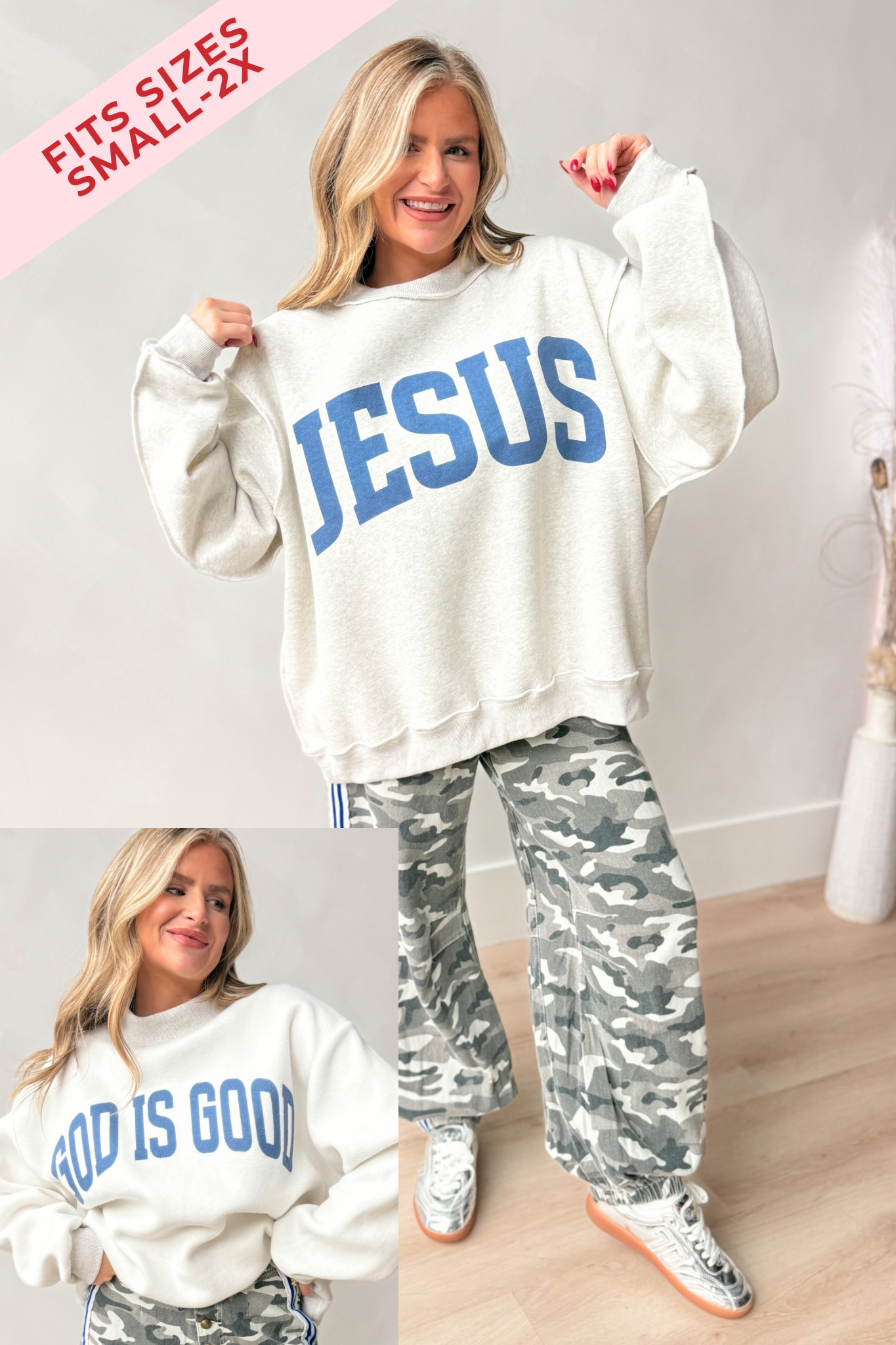 God is Good / Jesus Reversible Mock Neck Sweatshirt - Be You Boutique