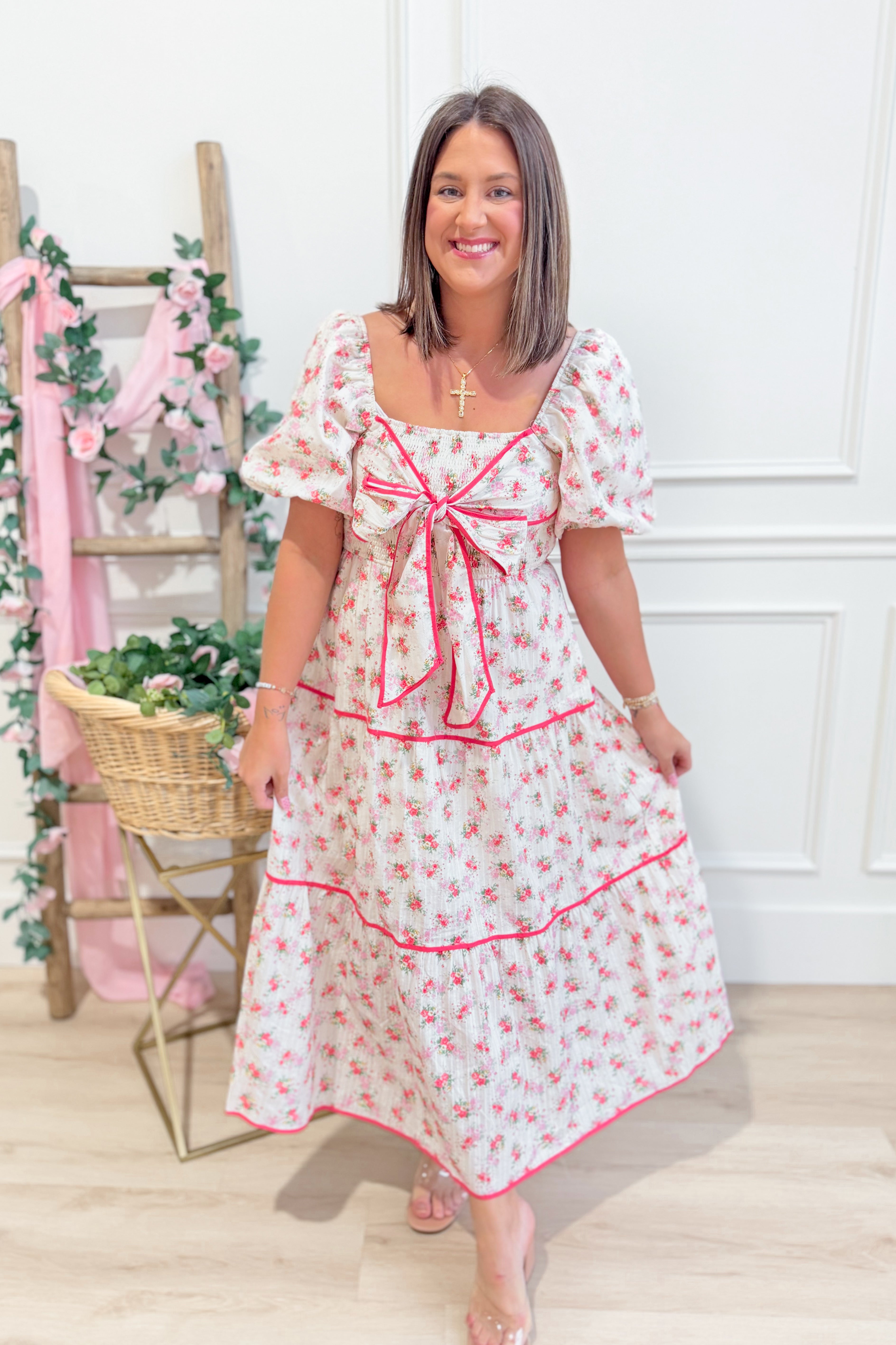 Janie Gauze Floral Printed Dress - Be You Boutique