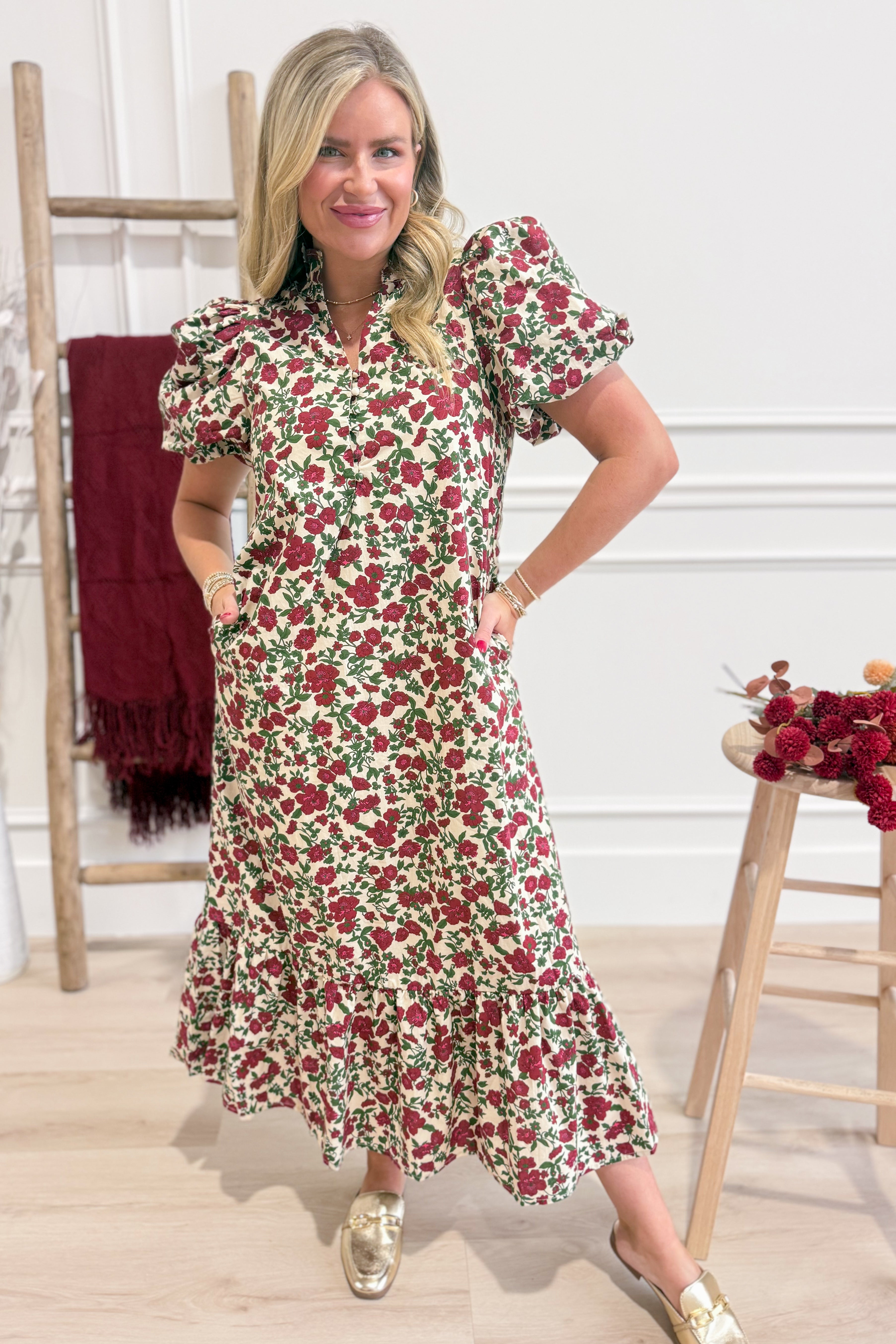Leilah Bubble Sleeve Ruffle Dress - Be You Boutique