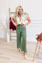 Hayley Floral Split Neck Top - Be You Boutique