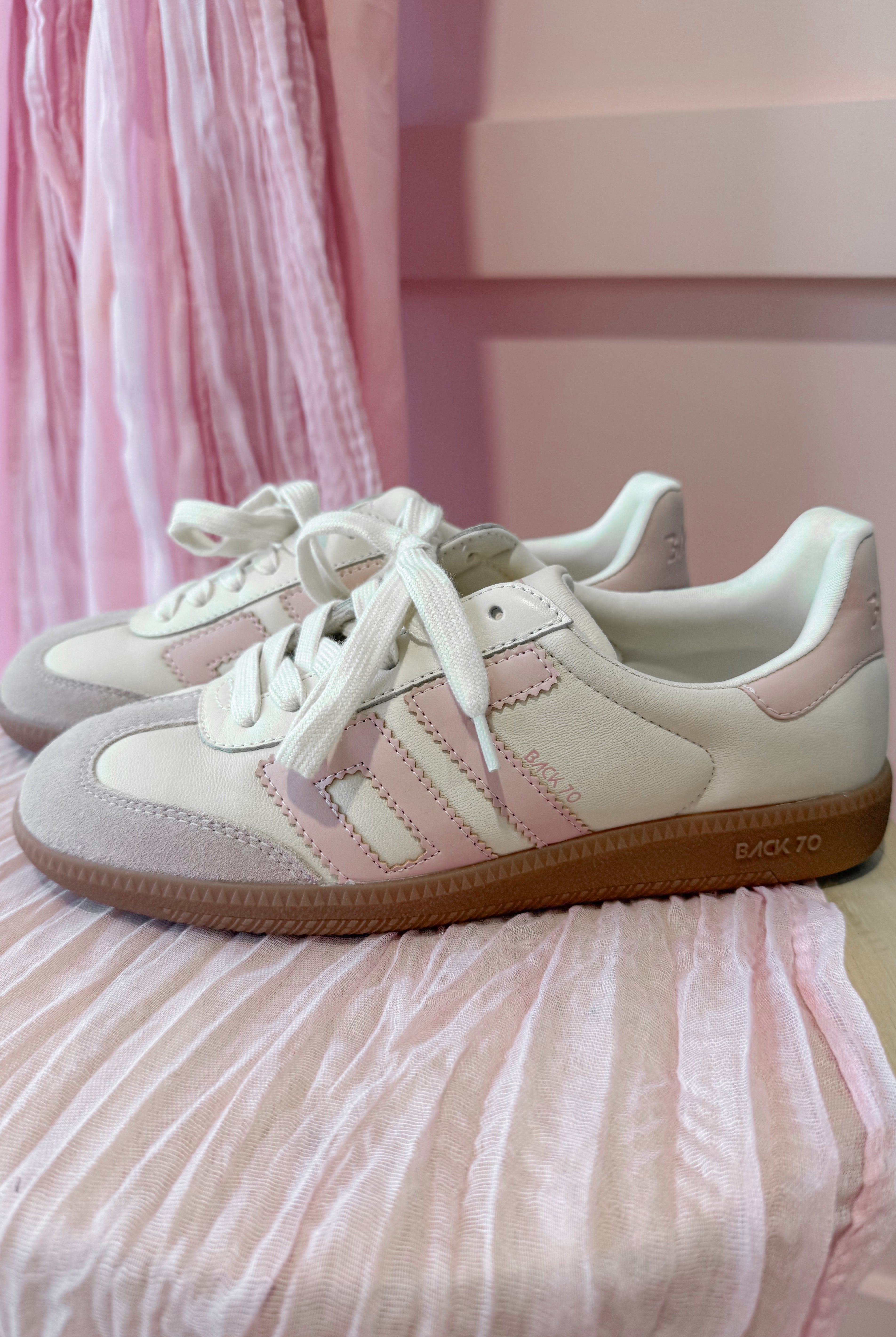 BACK70 Cloud Sneakers in Butter Nude, 205 Sneakers by BACK 70, featuring soft nude-colored athletic shoes with cloud-inspired design.