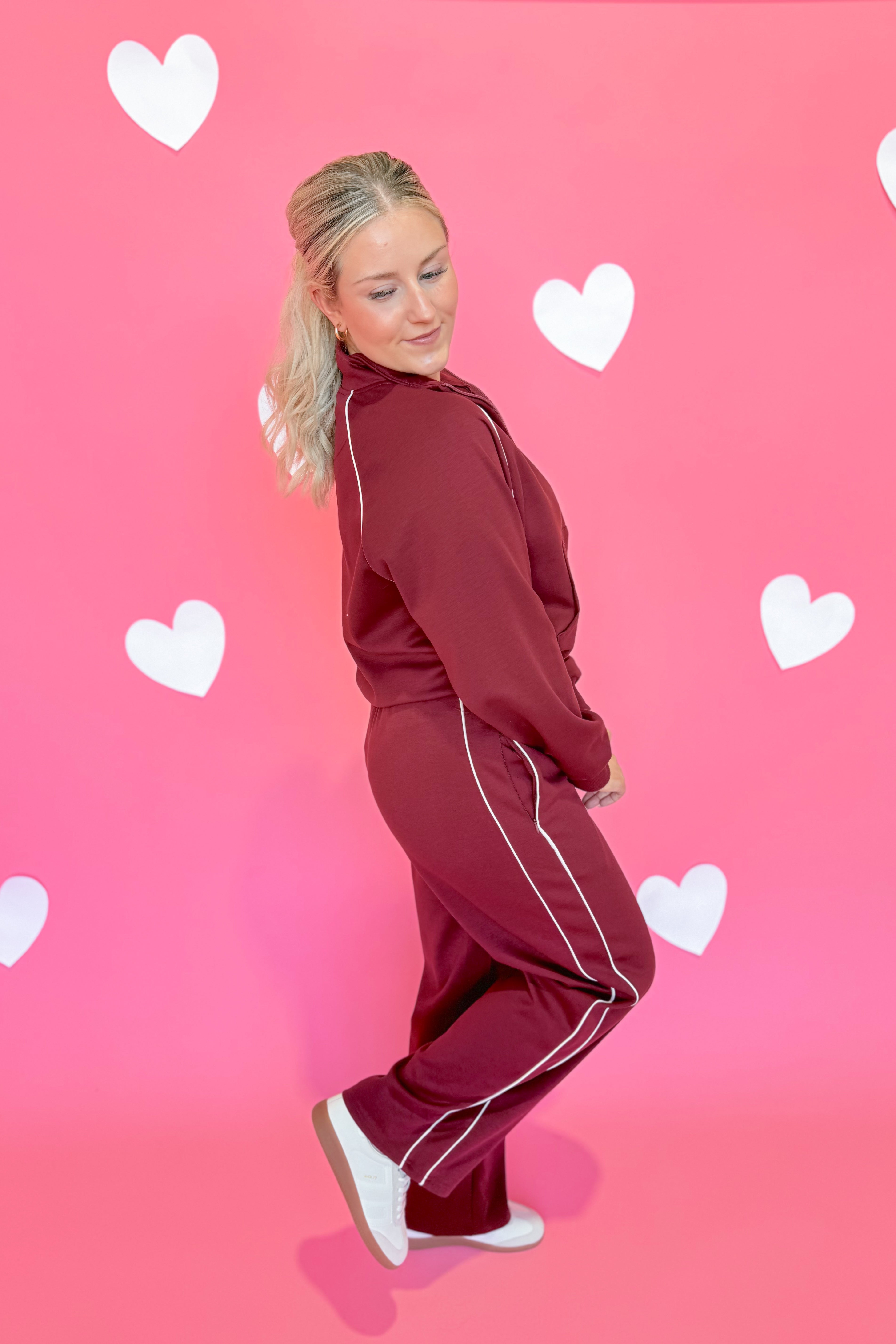 Livvy Half Zip Piping Detail Pant Set *FINAL SALE* - Be You Boutique