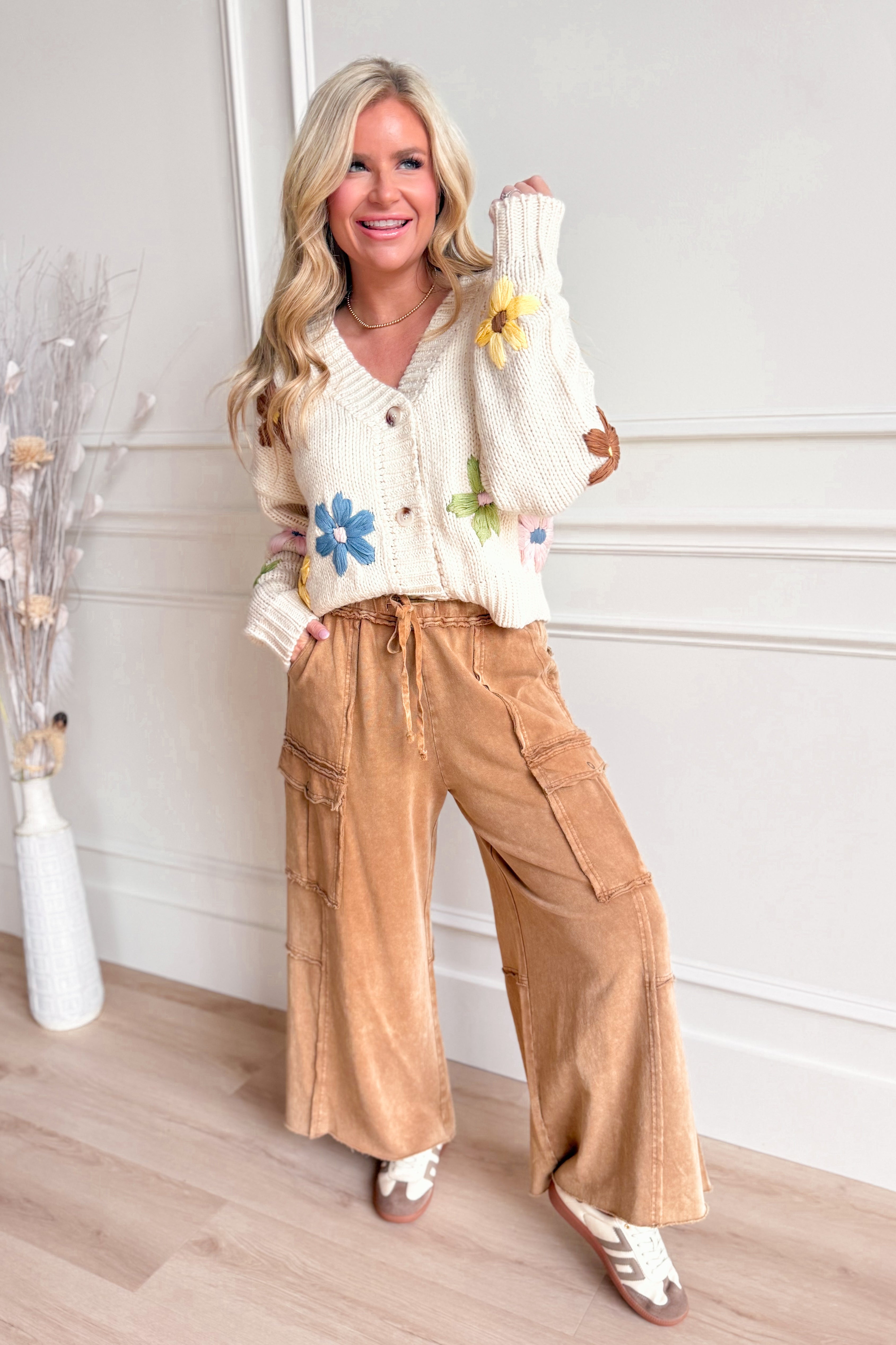 Holly Embroidered Floral Knitted Cardigan - Be You Boutique