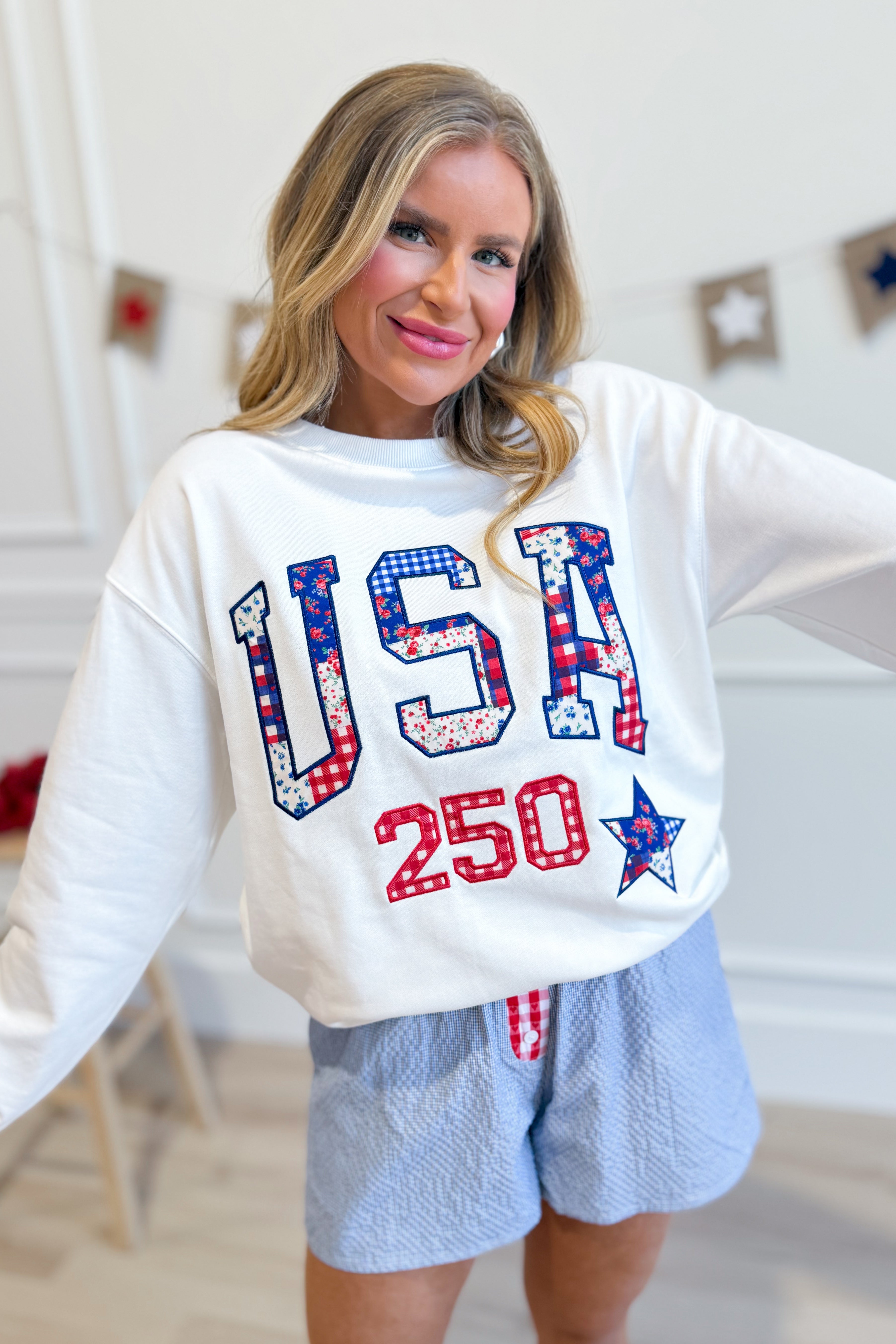 Peach Love Benny USA graphic pullover sweatshirt with bold 137 graphic design in black and white on soft fabric.