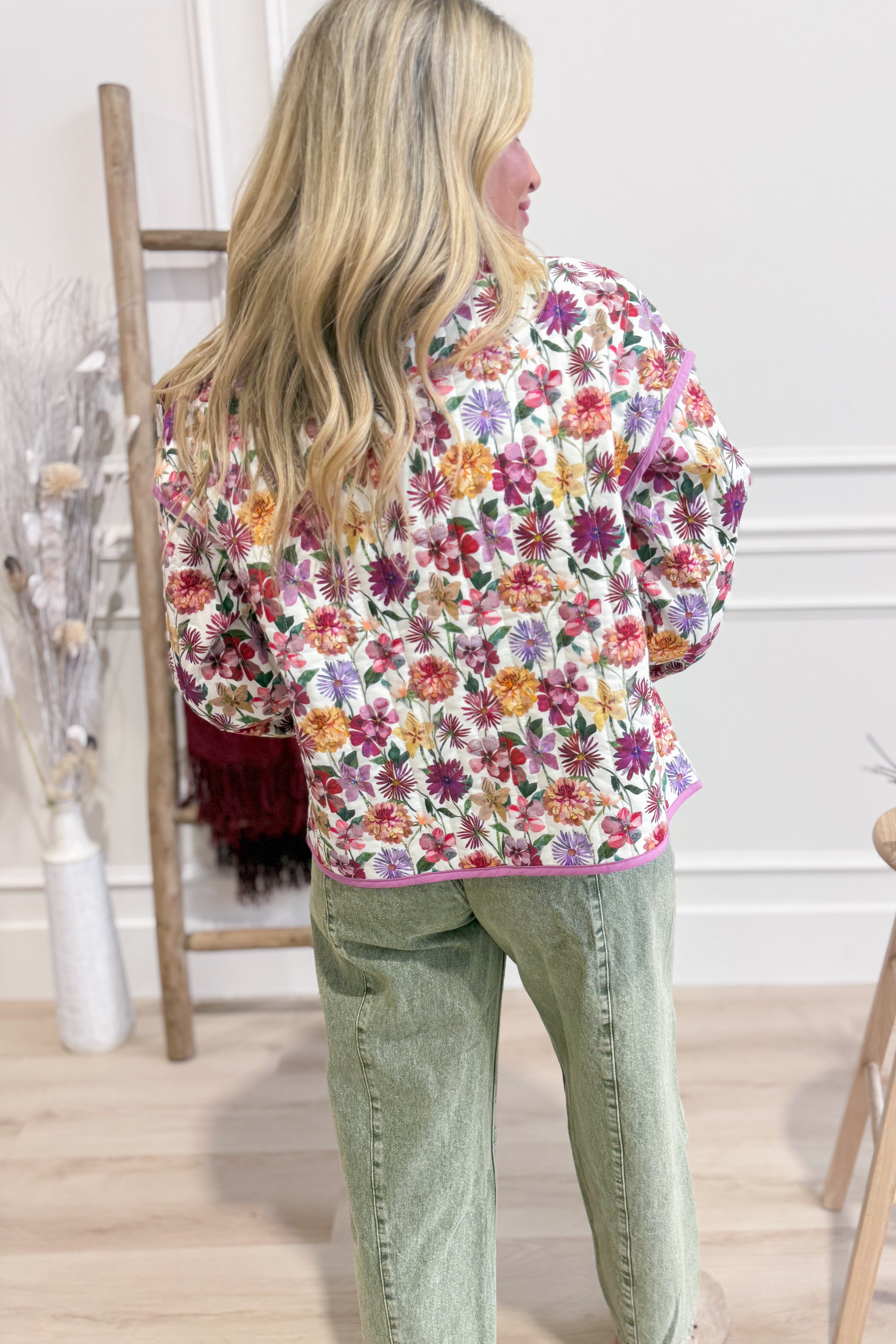 Victoria Floral Printed Quilted Jacket - Be You Boutique