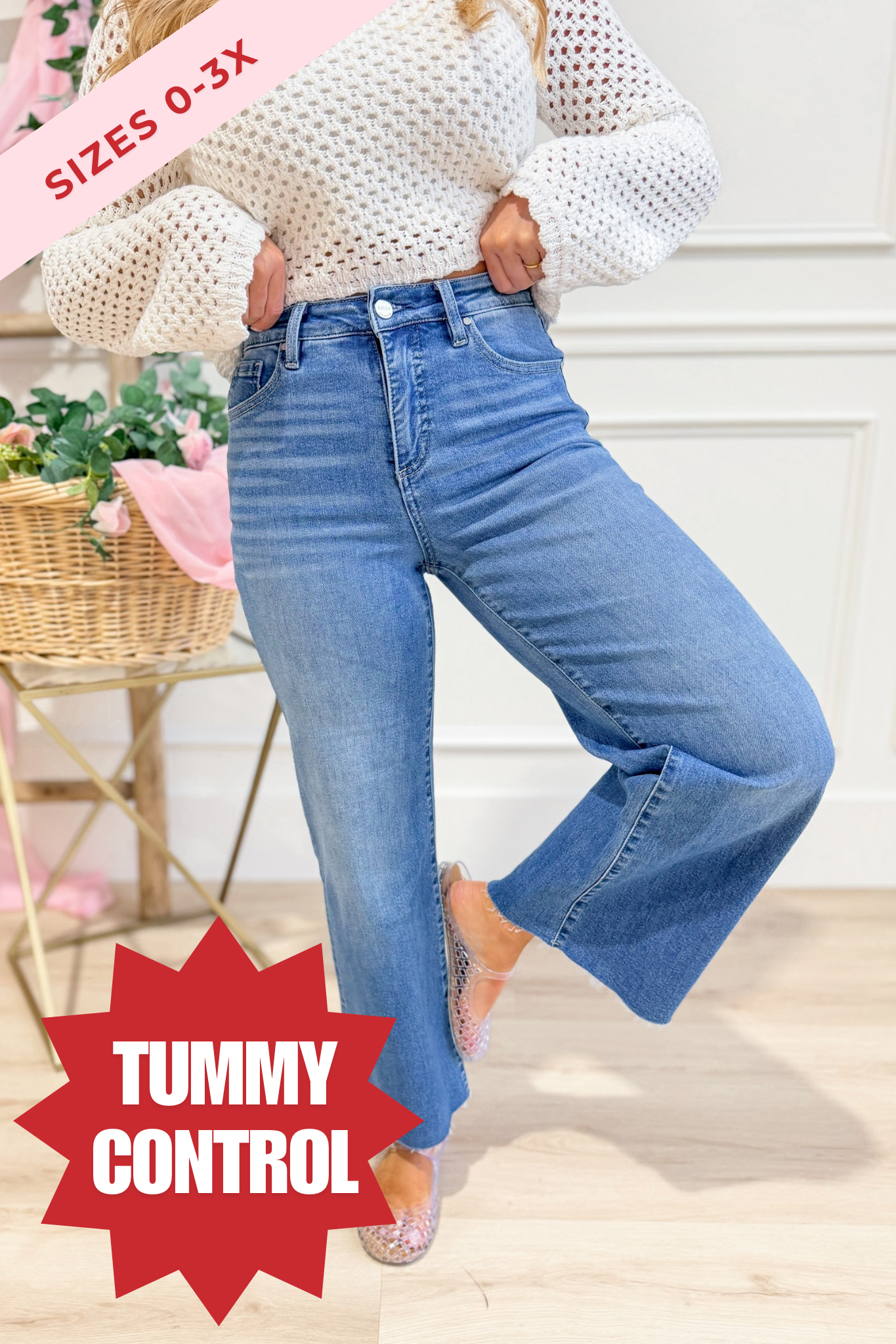 Risen Stevie High Rise Crop Wide Leg Tummy Control Pants - Be You Boutique