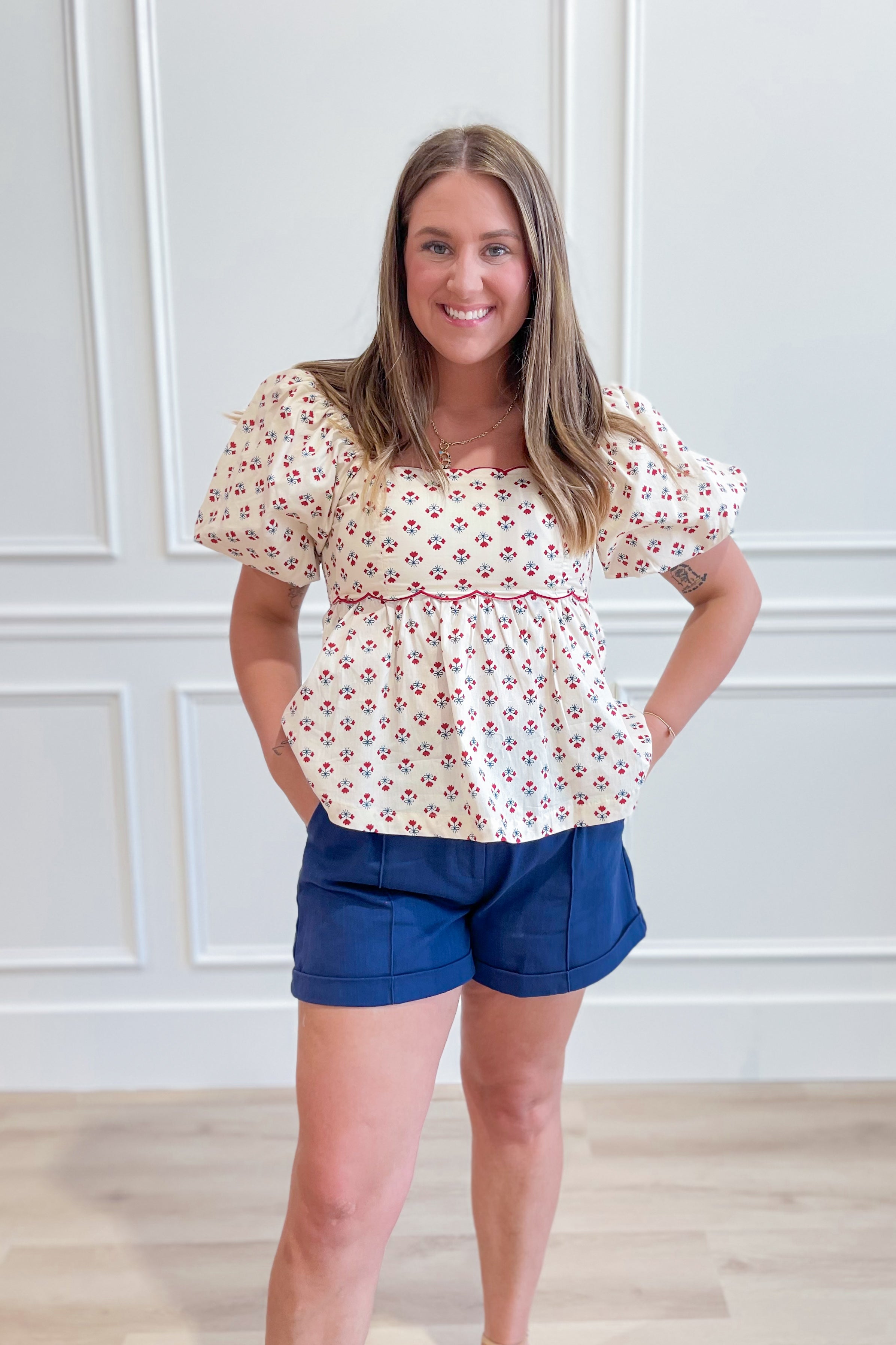 Brianna Floral Square Neck Top - Be You Boutique