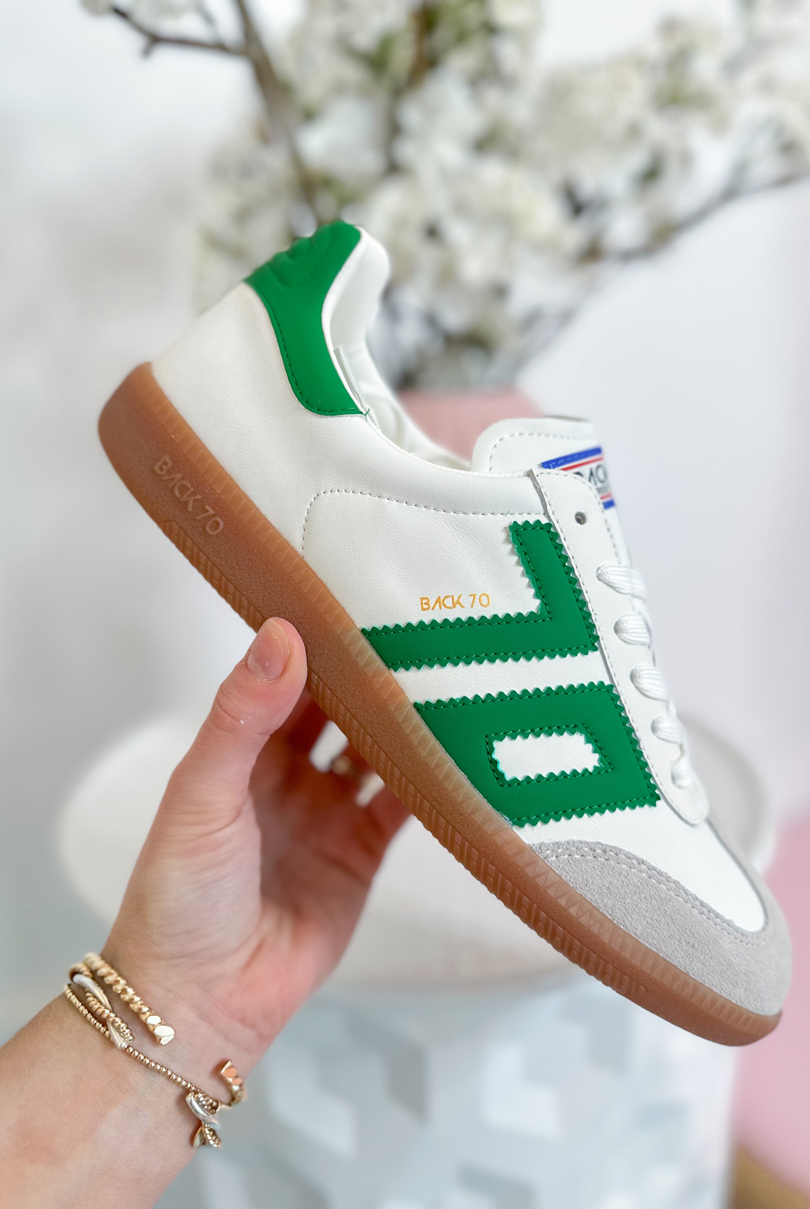 BACK70 Cloud Sneakers in White Green - Be You Boutique
