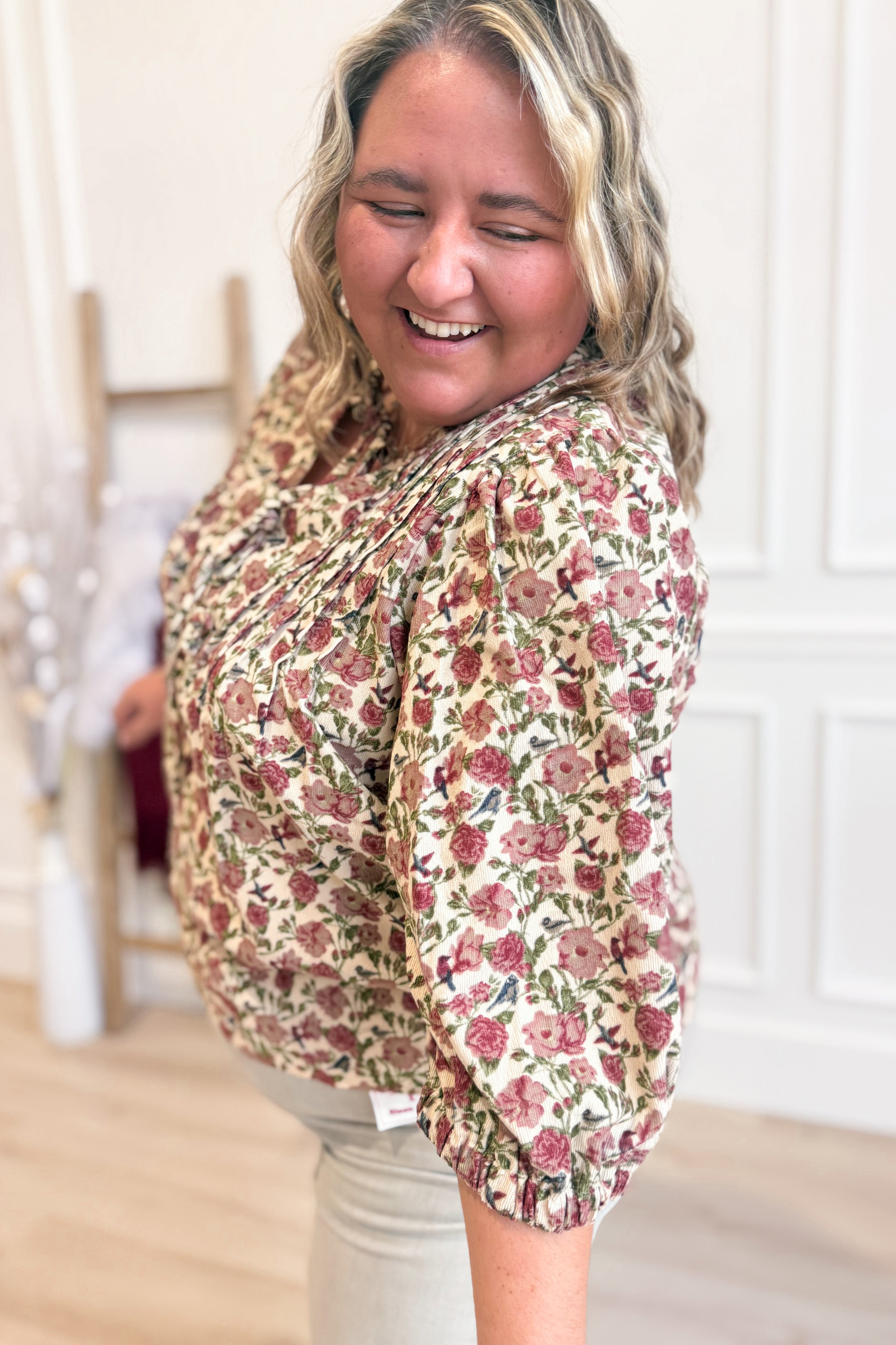 Tina Vintage Floral Pintuck Blouse Top - Be You Boutique