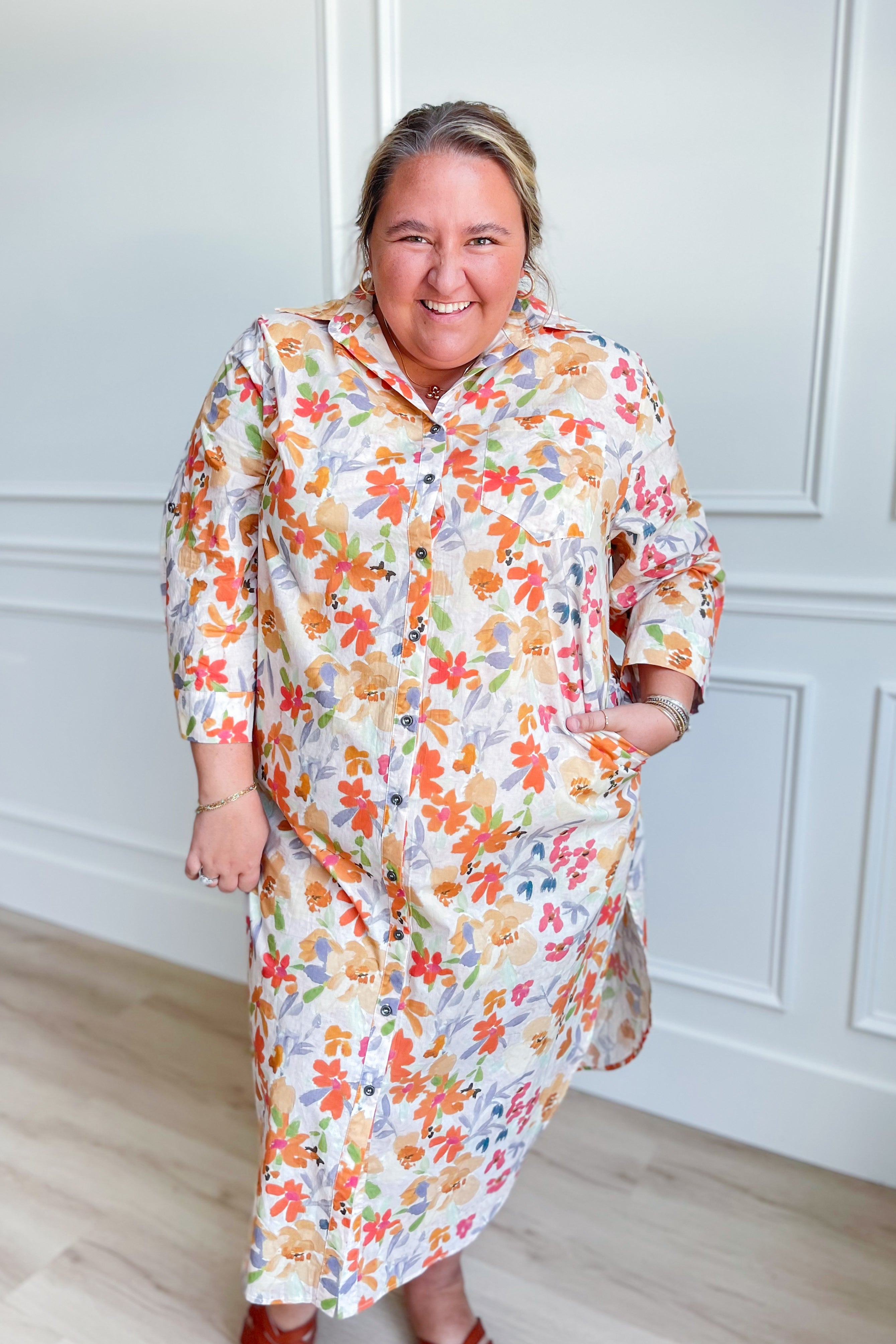 Lisa Multi Floral Button Down Dress - Be You Boutique