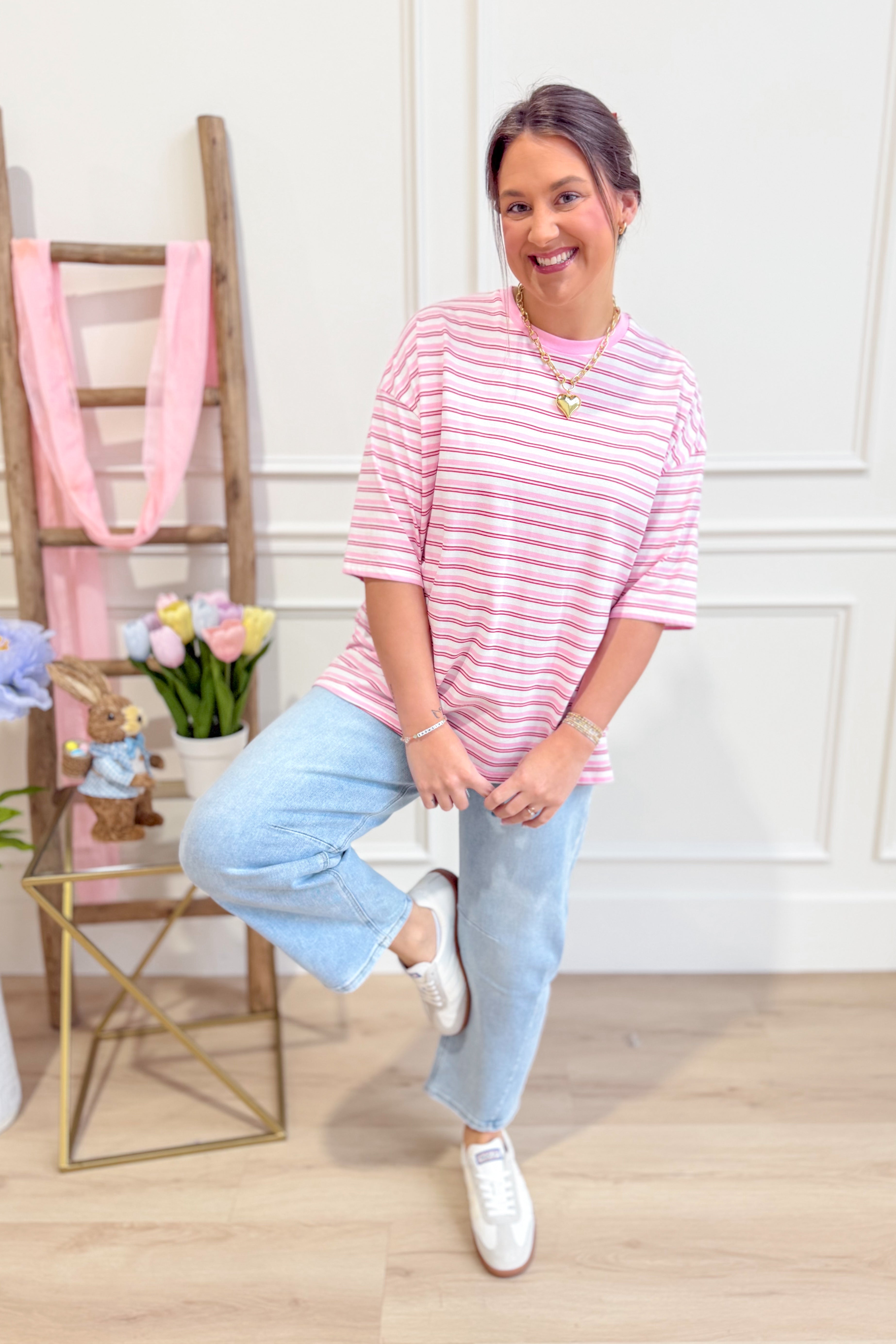 Olivia Multi Striped Basic Top - Be You Boutique