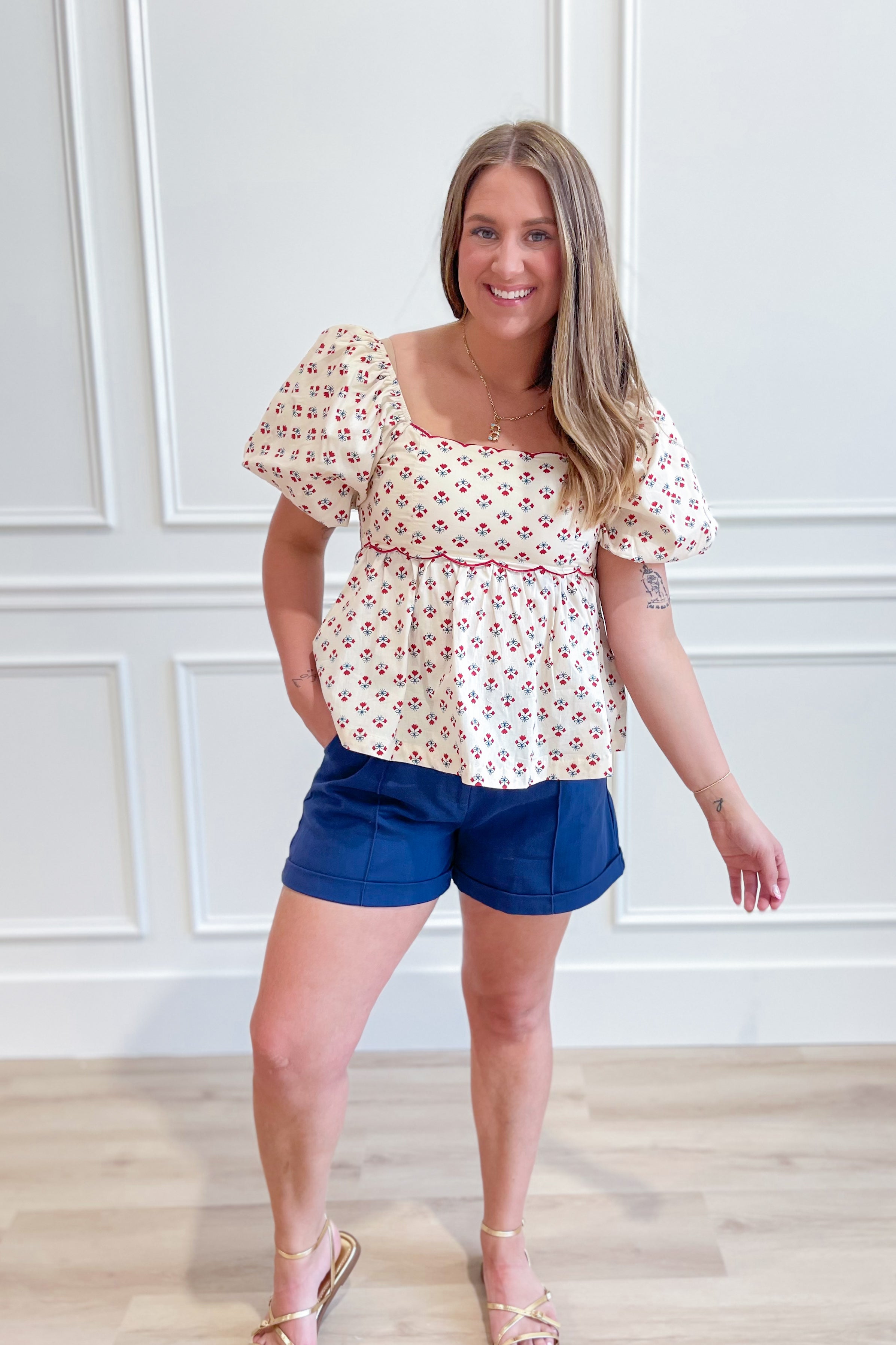 Brianna Floral Square Neck Top - Be You Boutique