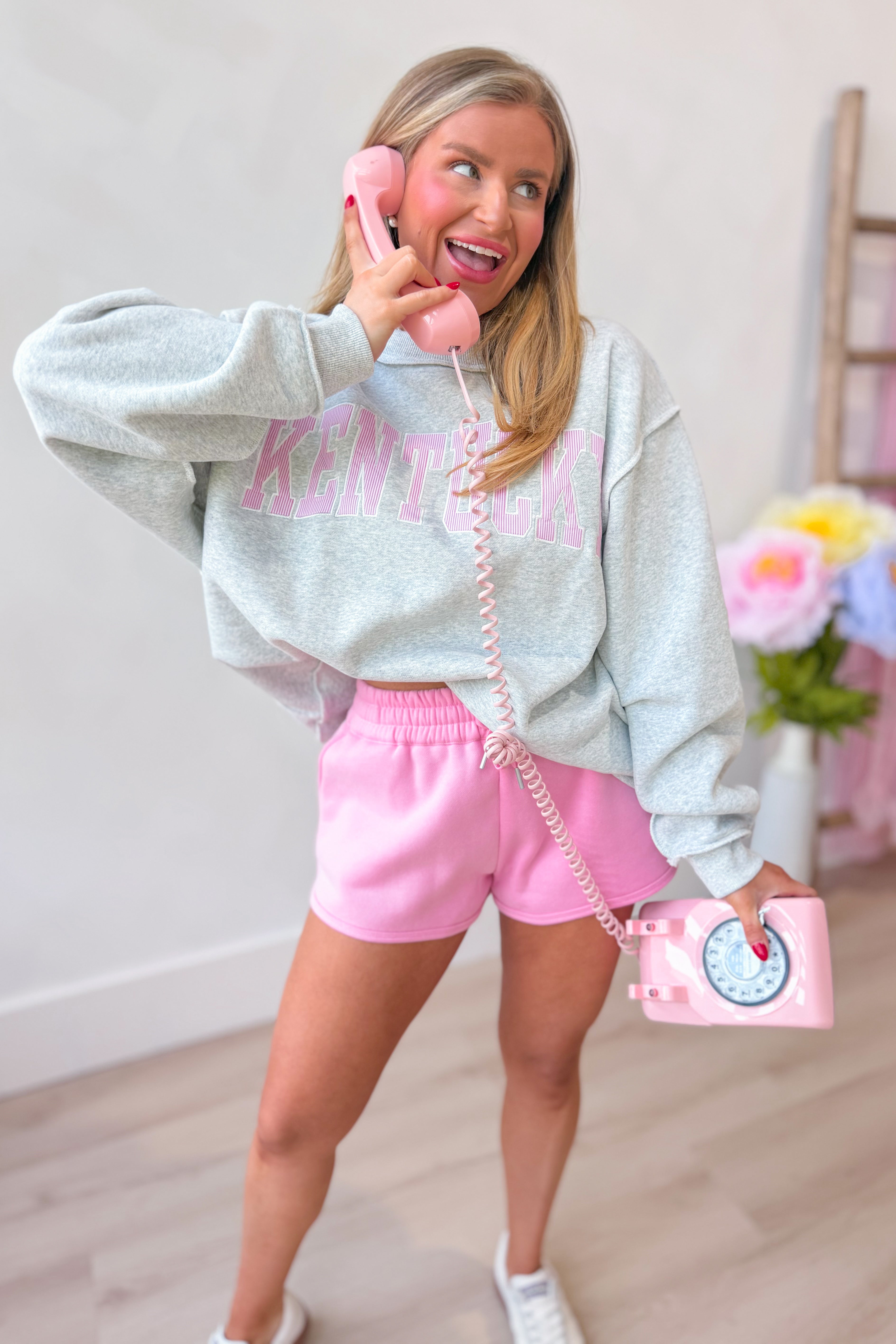 BUCKET LIST Belinda Sweat Pant Short in 156 pants style, soft fabric, casual fit, shown on a hanger.