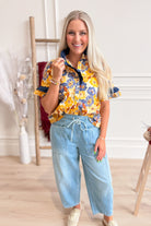 Kennedy Floral Print Ruffle Trim Top - Be You Boutique