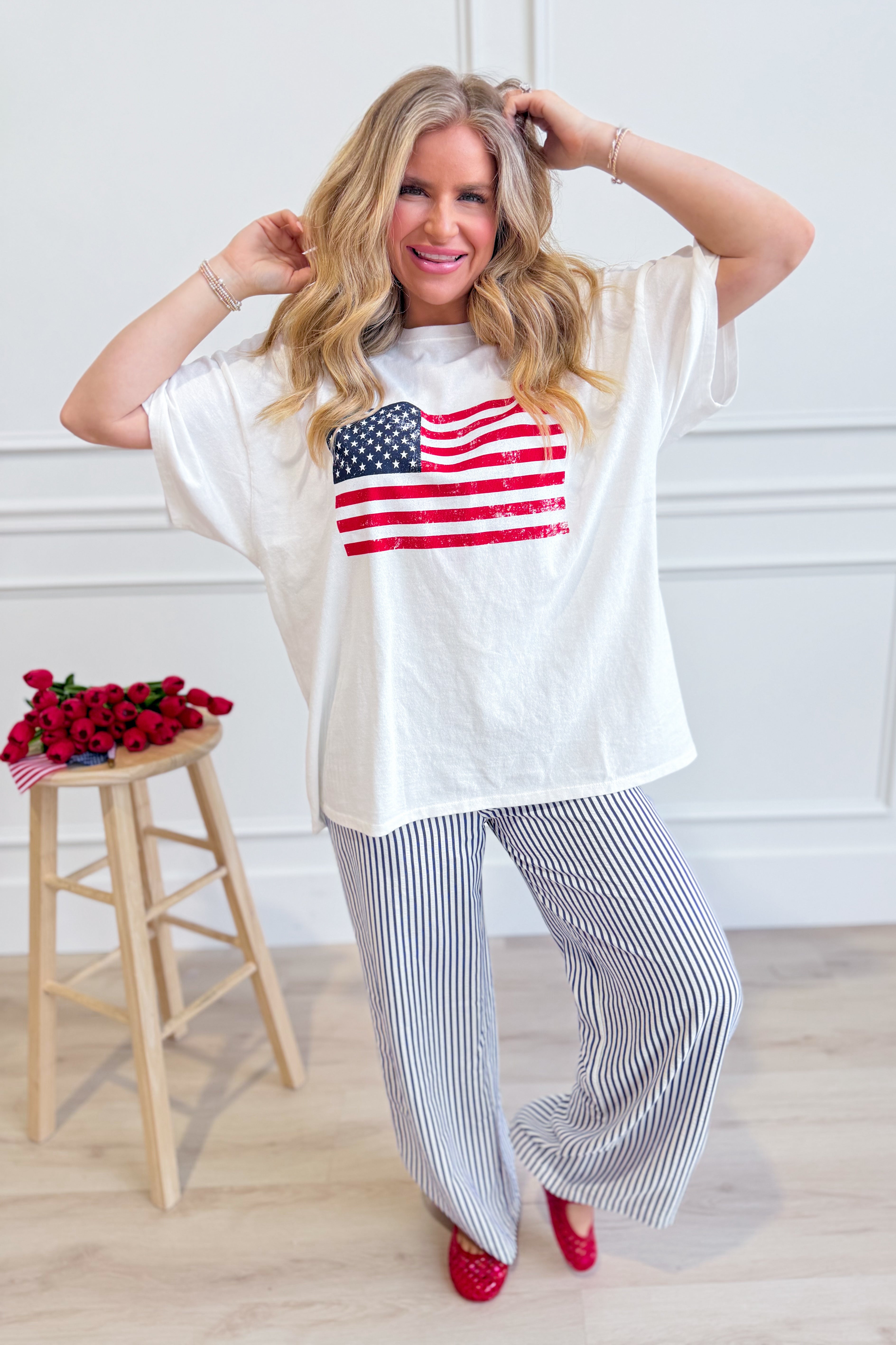 Alexander American Flag T-Shirt by HYFVE, featuring a patriotic graphic design on a casual 117 graphic tee.