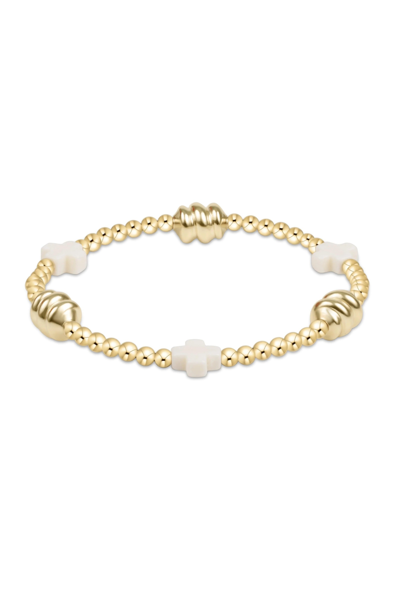 Enewton 3mm Signature Cross Admire Gold Off White Bracelet - Be You Boutique