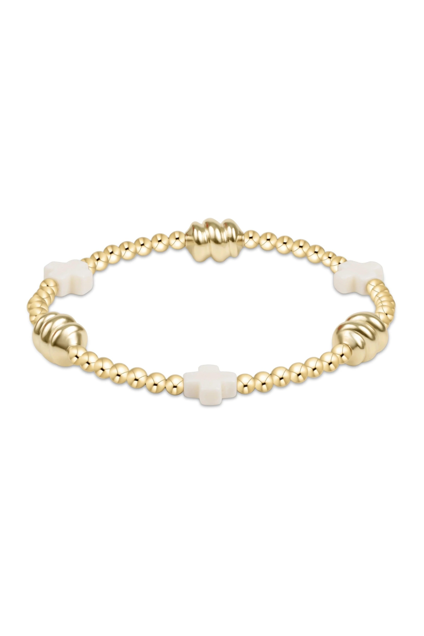 Enewton 3mm Signature Cross Admire Gold Off White Bracelet - Be You Boutique