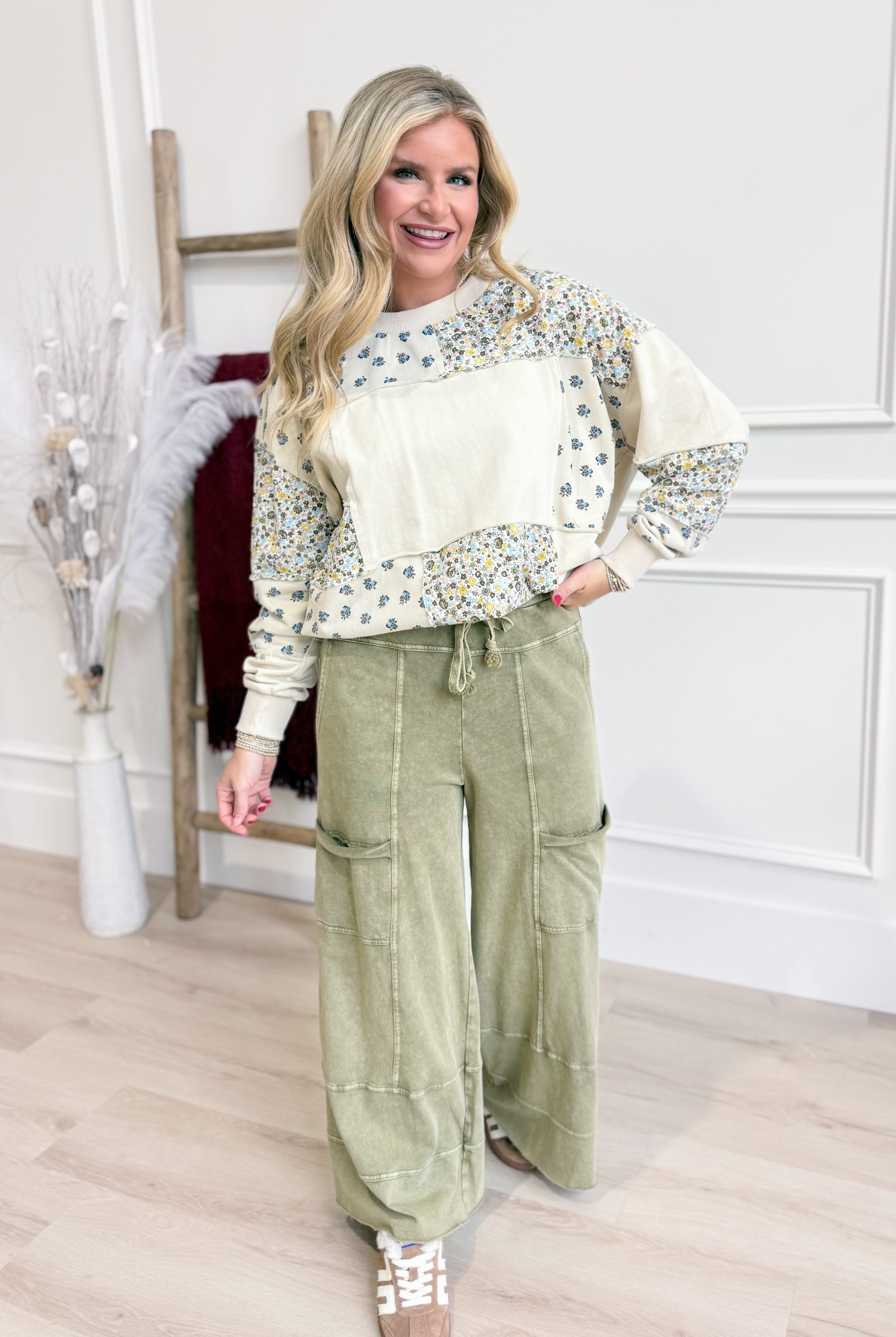 Bradley Mineral Washed Terry Knit Wide Leg Pants - Be You Boutique