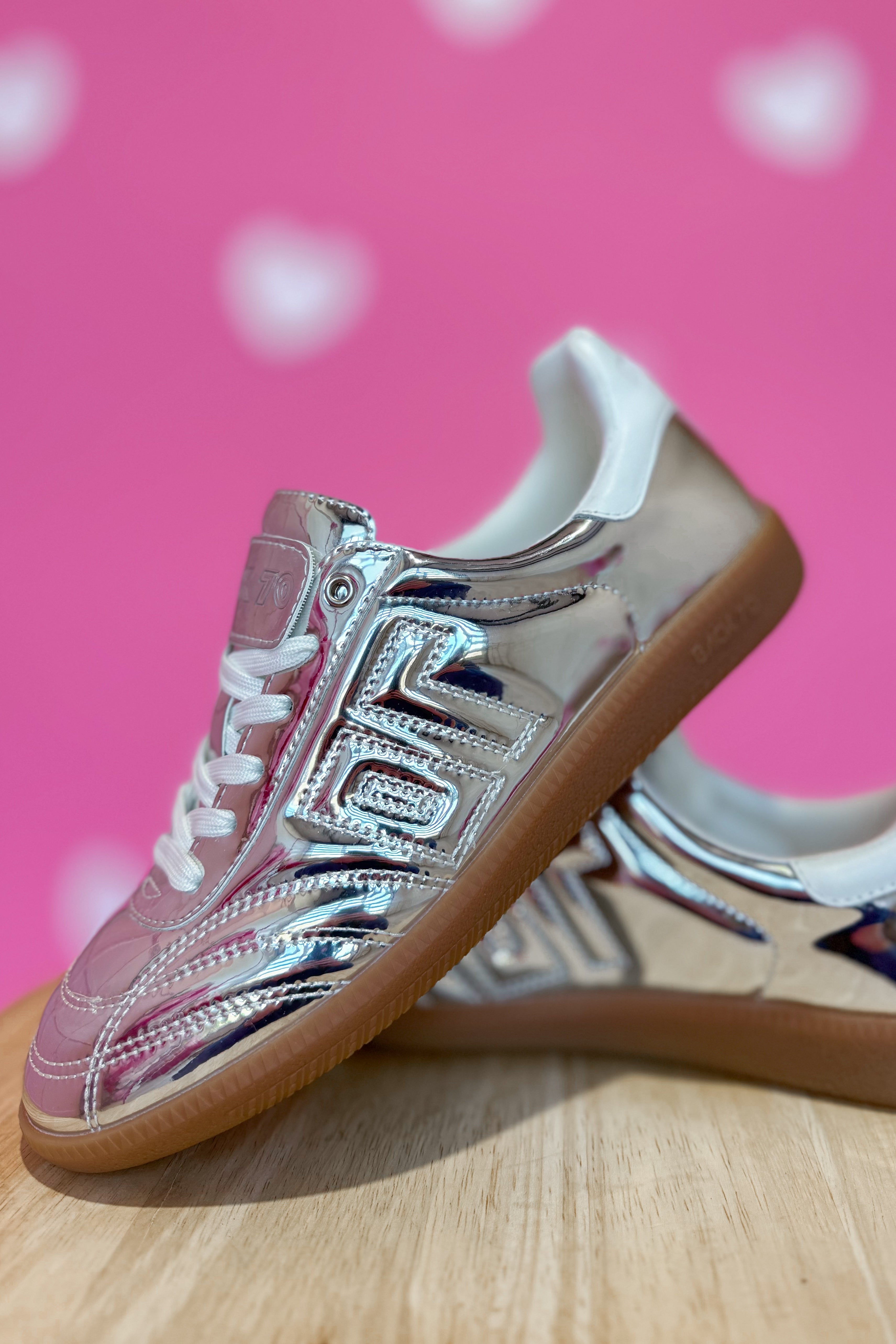 Silver BACK 70 Fluffy Sneakers, 205 Sneakers style, with plush texture and stylish design, shown from the side view.