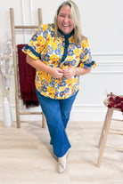 Kennedy Floral Print Ruffle Trim Top - Be You Boutique