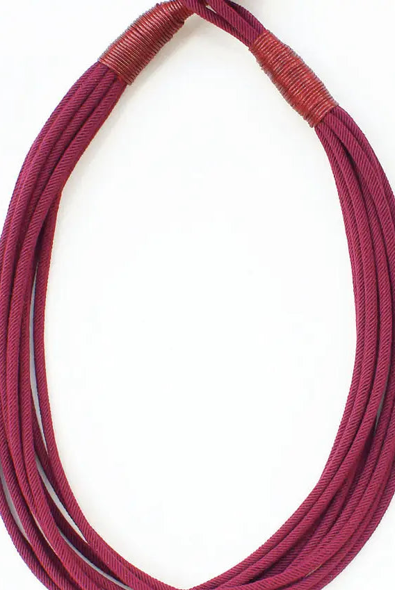 Maroon Rope Textured Multi Strand Necklace - Be You Boutique