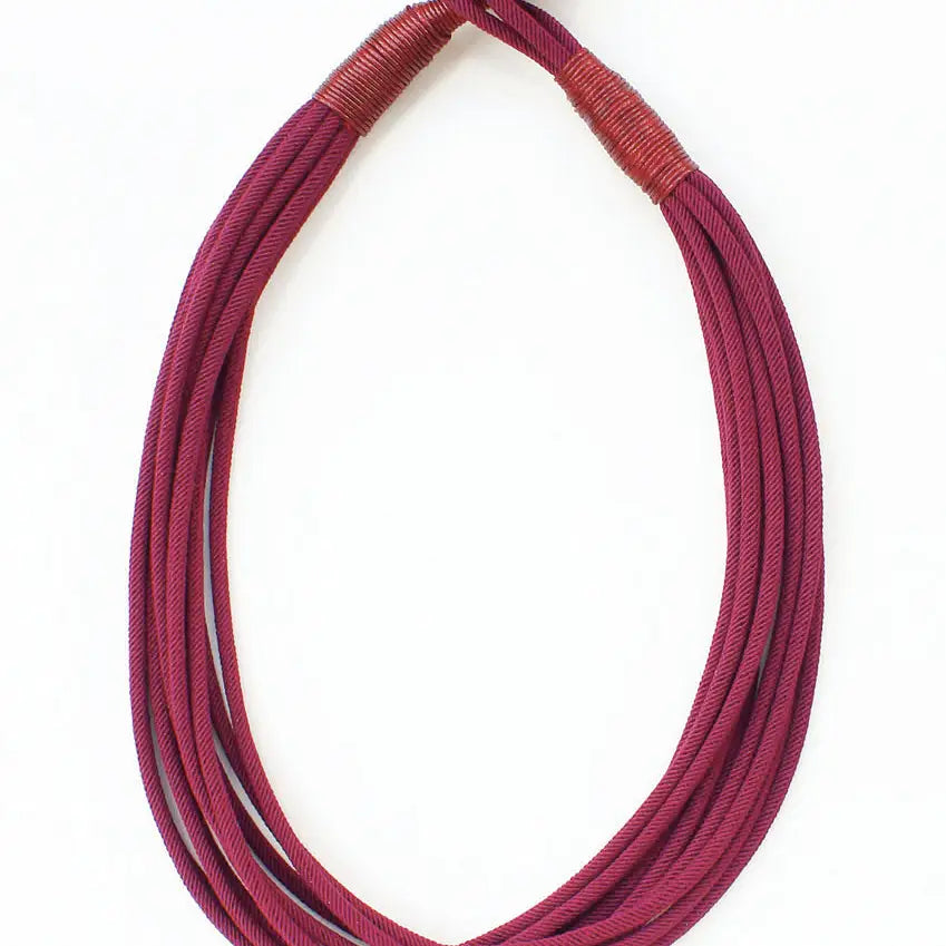 Maroon Rope Textured Multi Strand Necklace - Be You Boutique