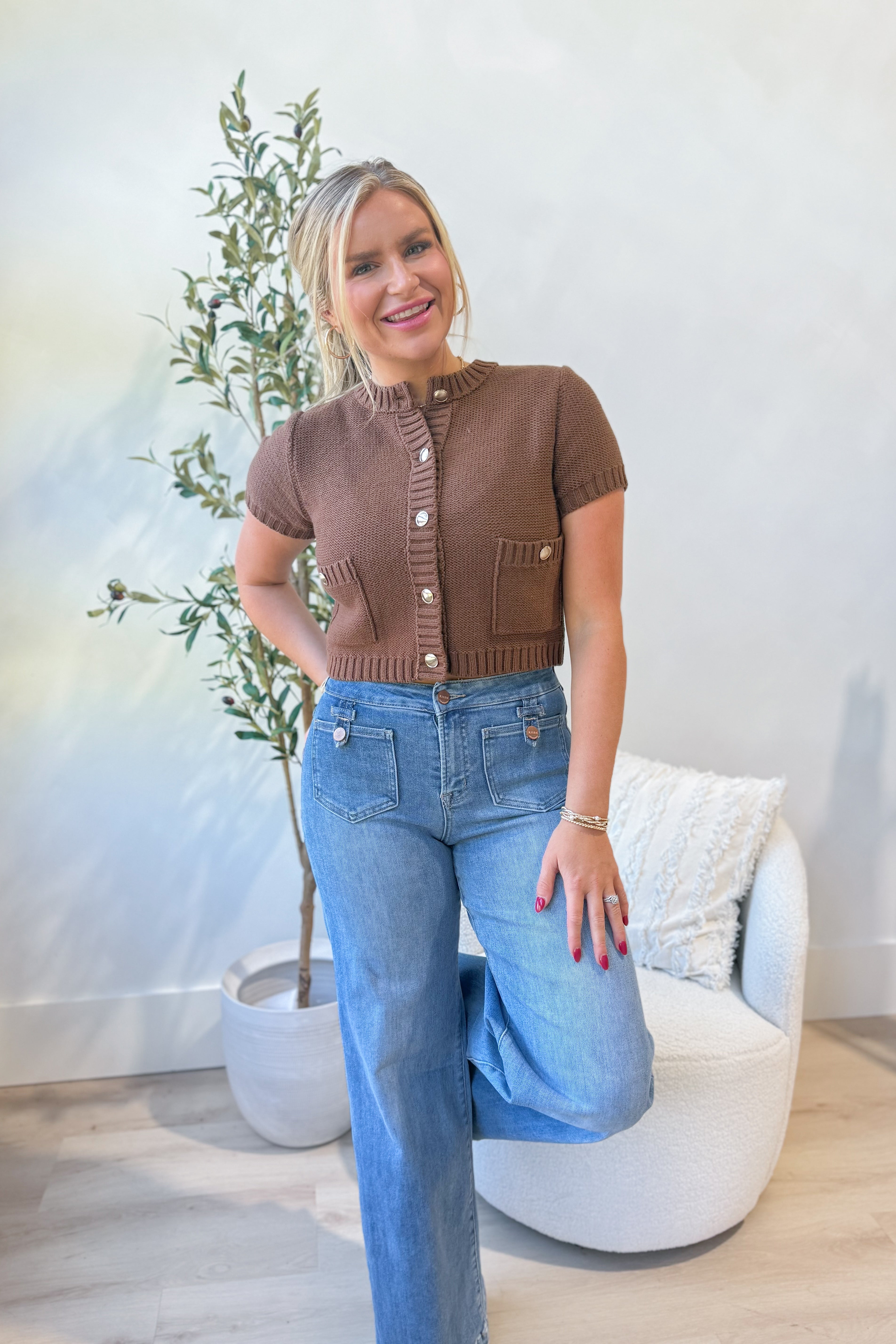 Penny Gold Button Down Cardigan - Be You Boutique