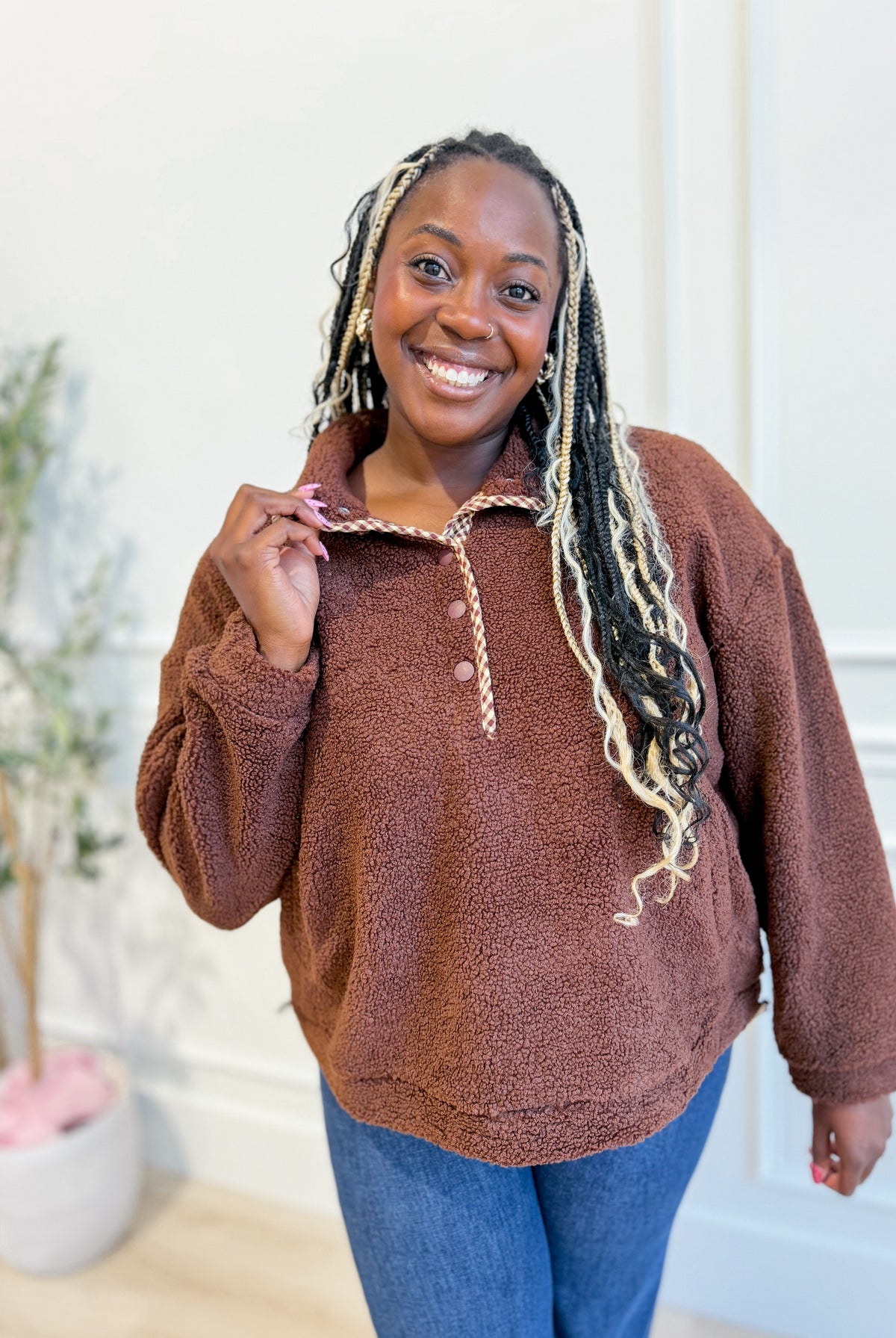 Baevely Eric snap button long sleeve pullover in 140 outerwear, featuring a comfortable fit and stylish design.