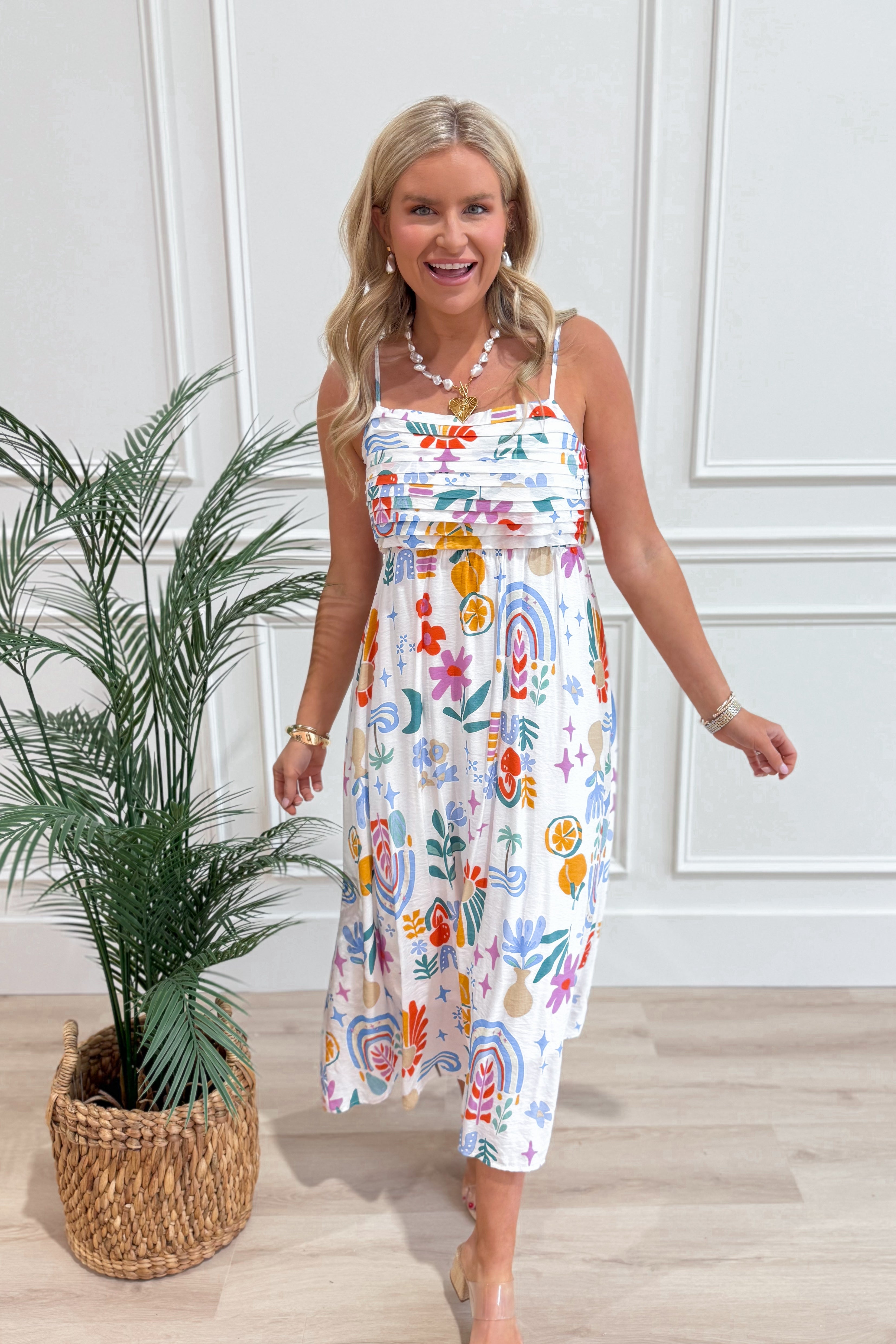 Katy Summer Print Pleated Dress - Be You Boutique