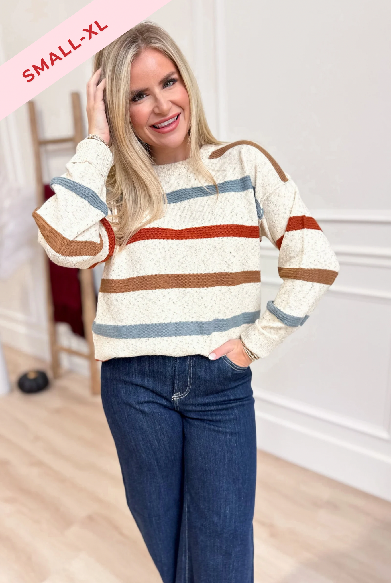 Sabrina Striped Drop Shoulder Long Sleeve - Be You Boutique