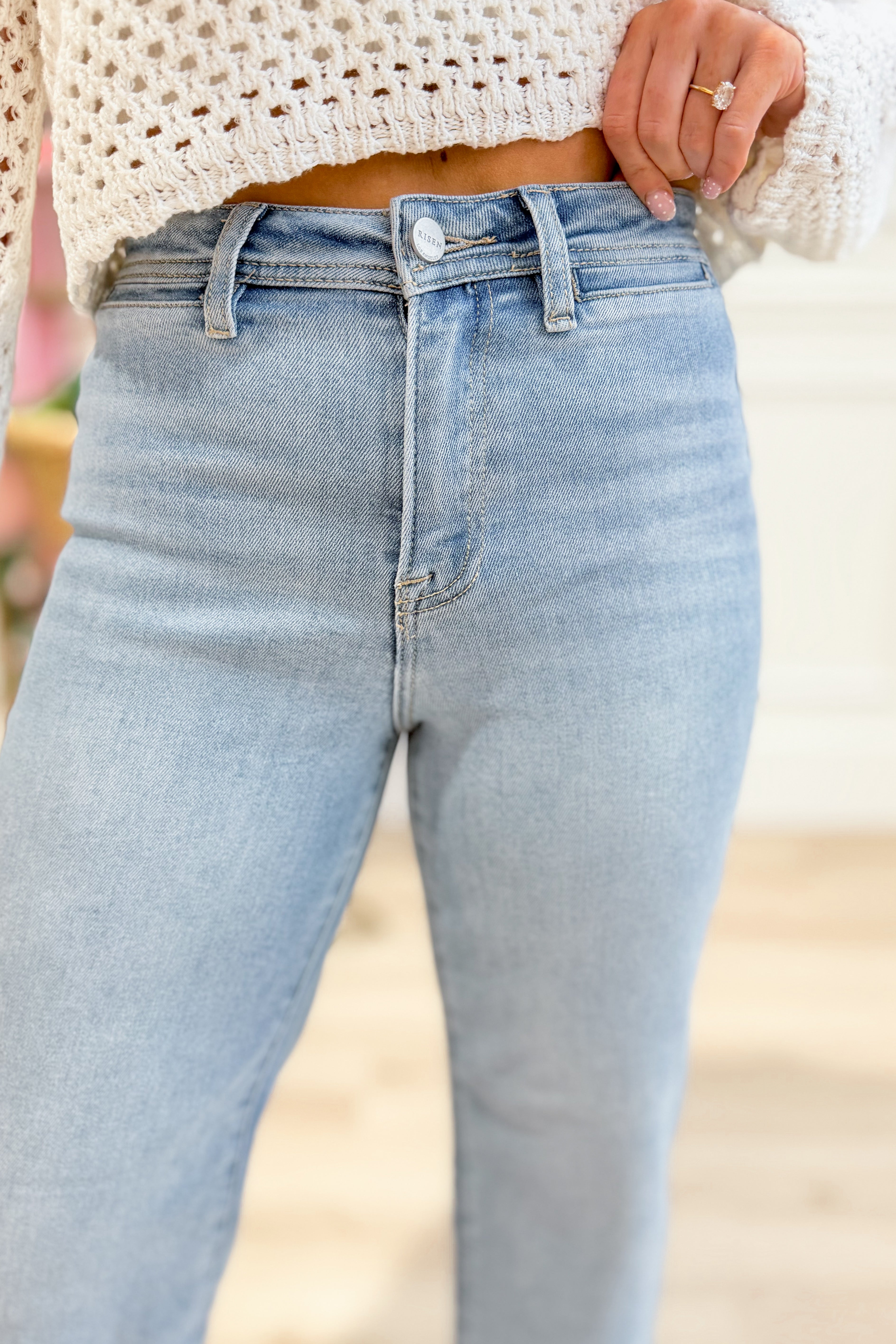 Risen Bruce high rise wide-leg jeans in size 0-3X, showcasing the denim fabric and relaxed fit from the RISEN 146 Core Jeans collection.