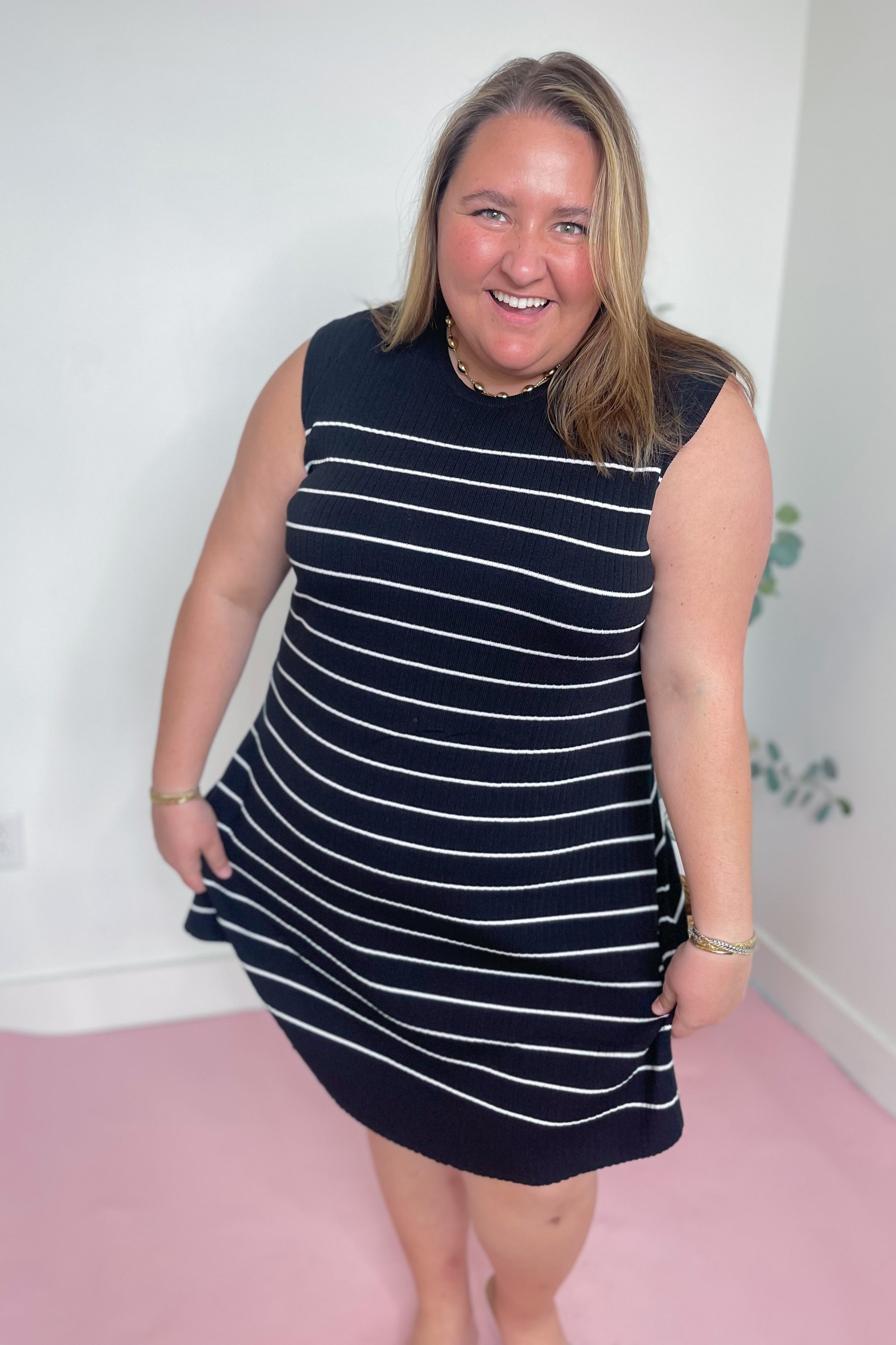 Allie Striped Ribbed Knit Dress - Be You Boutique