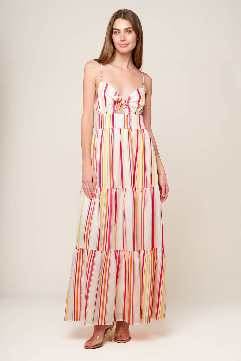 Lexy Striped Front Tie Maxi Dress - Be You Boutique