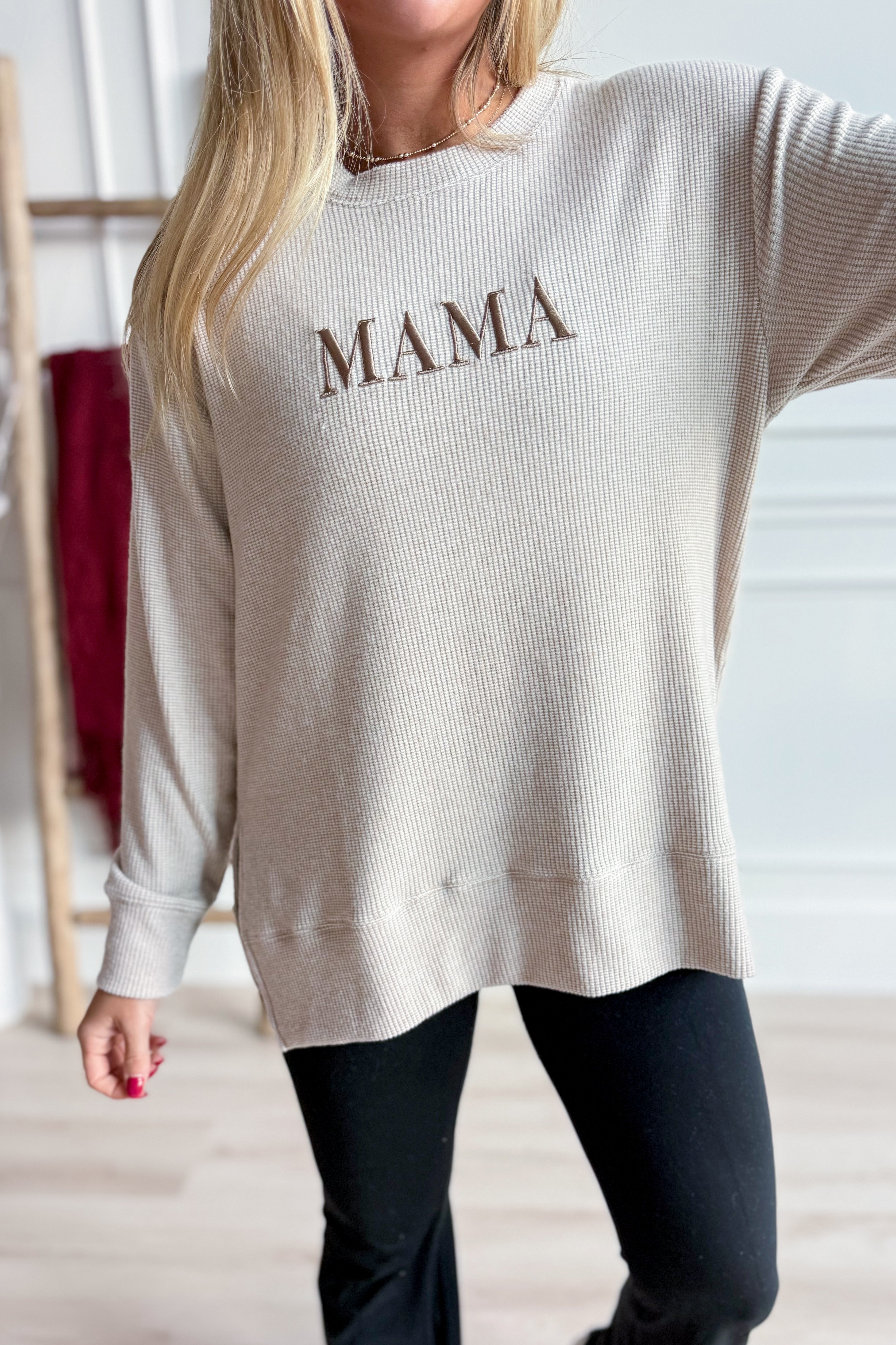 Mama 3D Embroidered Pullover - Be You Boutique