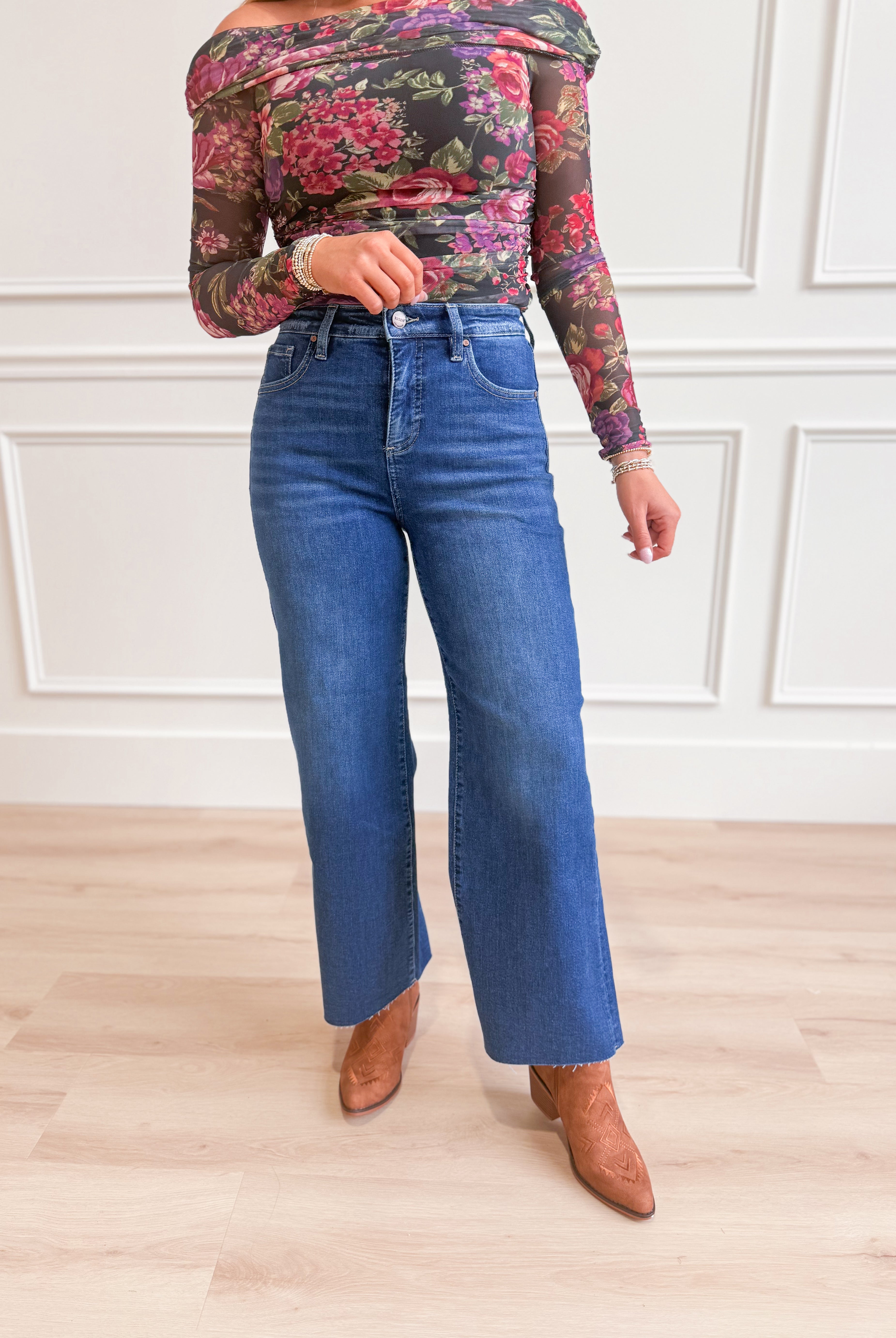 Risen Stevie High Rise Crop Wide Leg Tummy Control Pants - Be You Boutique