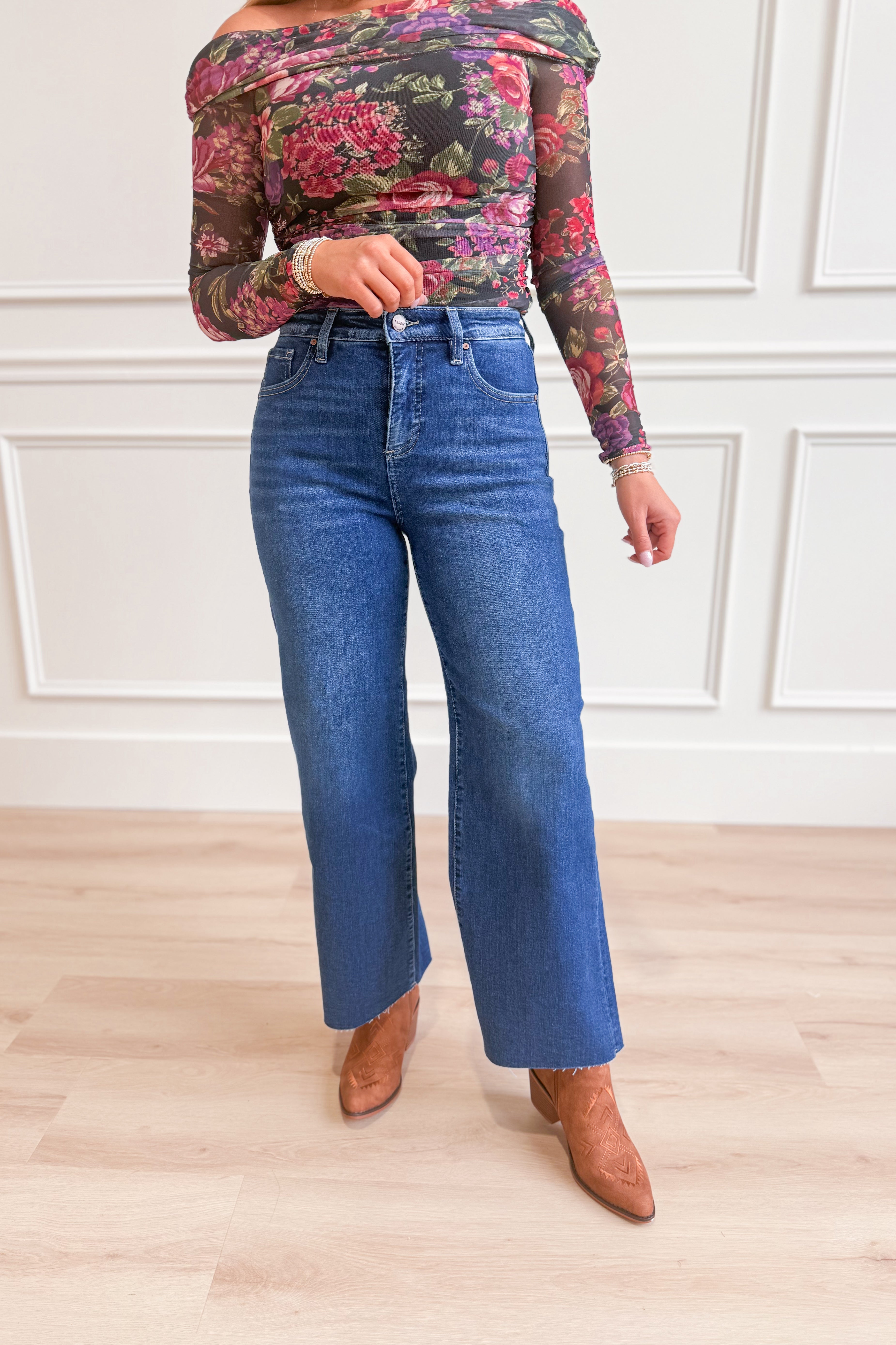 Risen Stevie High Rise Crop Wide Leg Tummy Control Pants - Be You Boutique