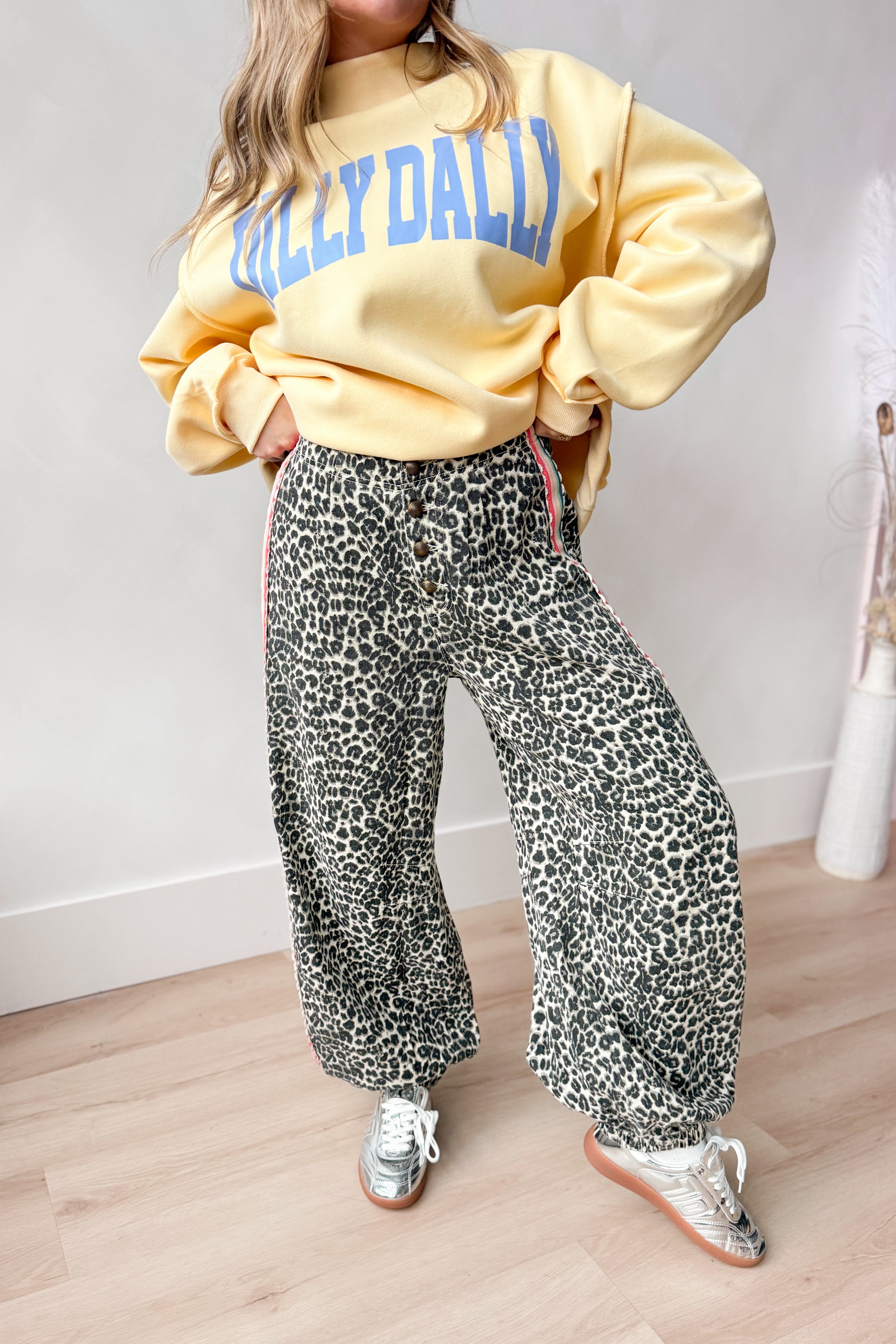 Andy Leopard Side Rainbow Striped Detail Pant - Be You Boutique