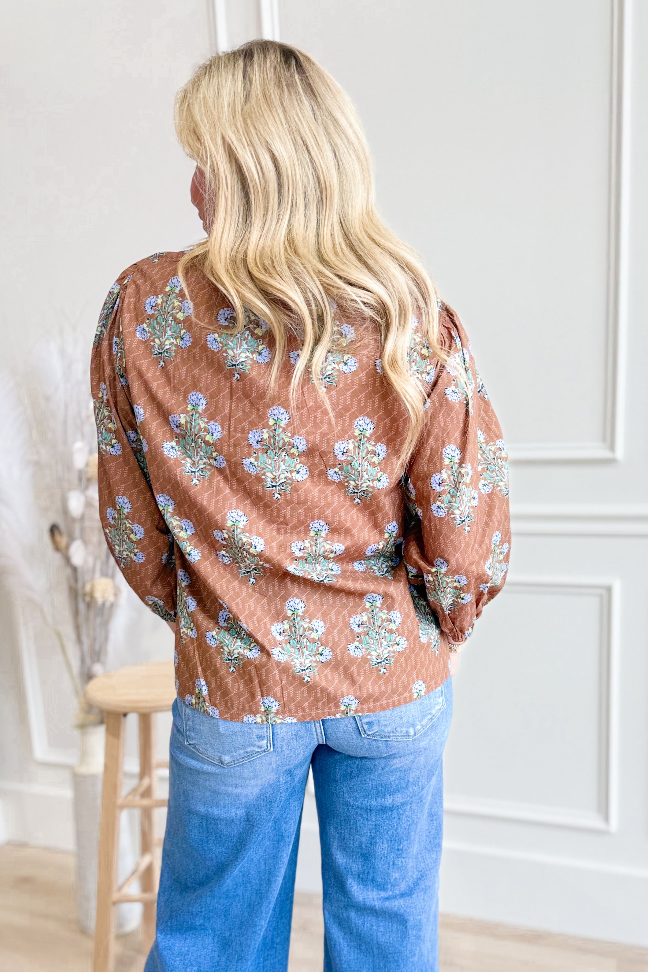 Charlene Mixed Floral Tie Neck Top - Be You Boutique